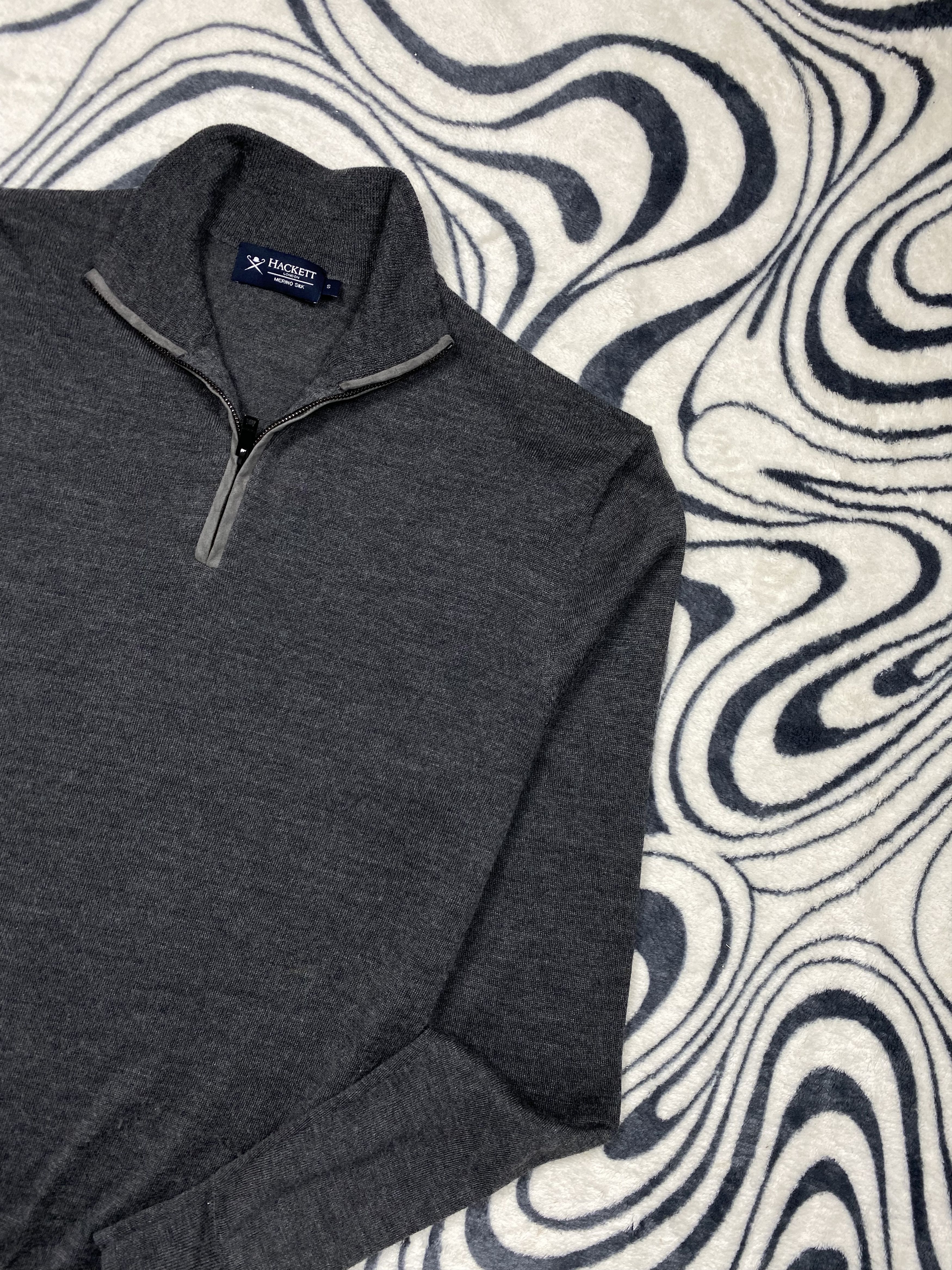 Hackett × Vintage Hackett Mens Merino Wool Silk Quarter Zip Sweater Knitwear Size US S / EU 44-46 / 1 - 2 Thumbnail
