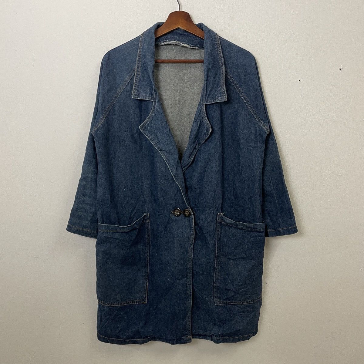 Indigo Vintage Unbranded Indigo Long Denim Jacket Size US M / EU 48-50 / 2 - 1 Thumbnail