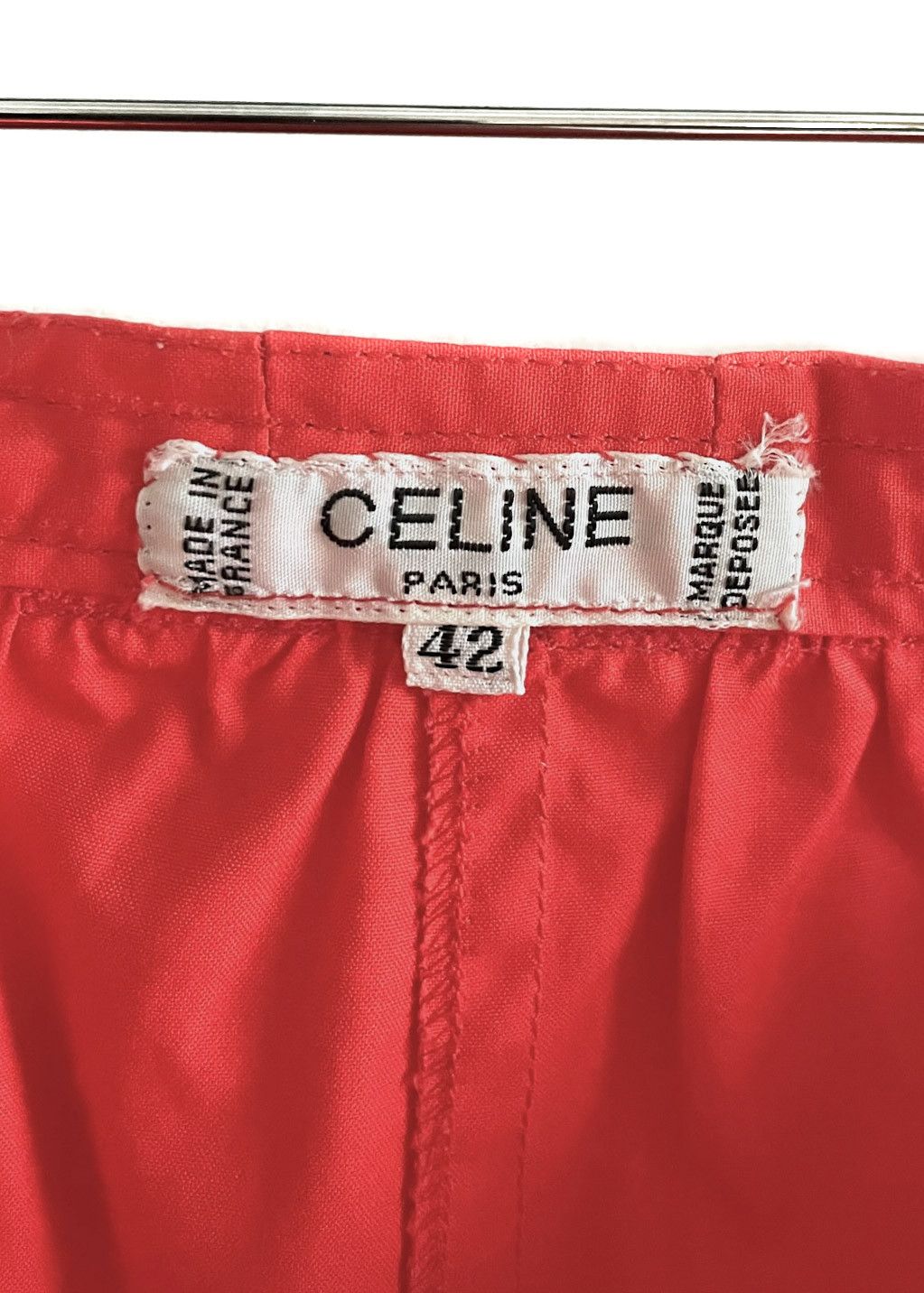 Celine Céline Vintage Poppy Red Pocketed Cotton Skirt Size 30" / US 8 / IT 44 - 6 Thumbnail