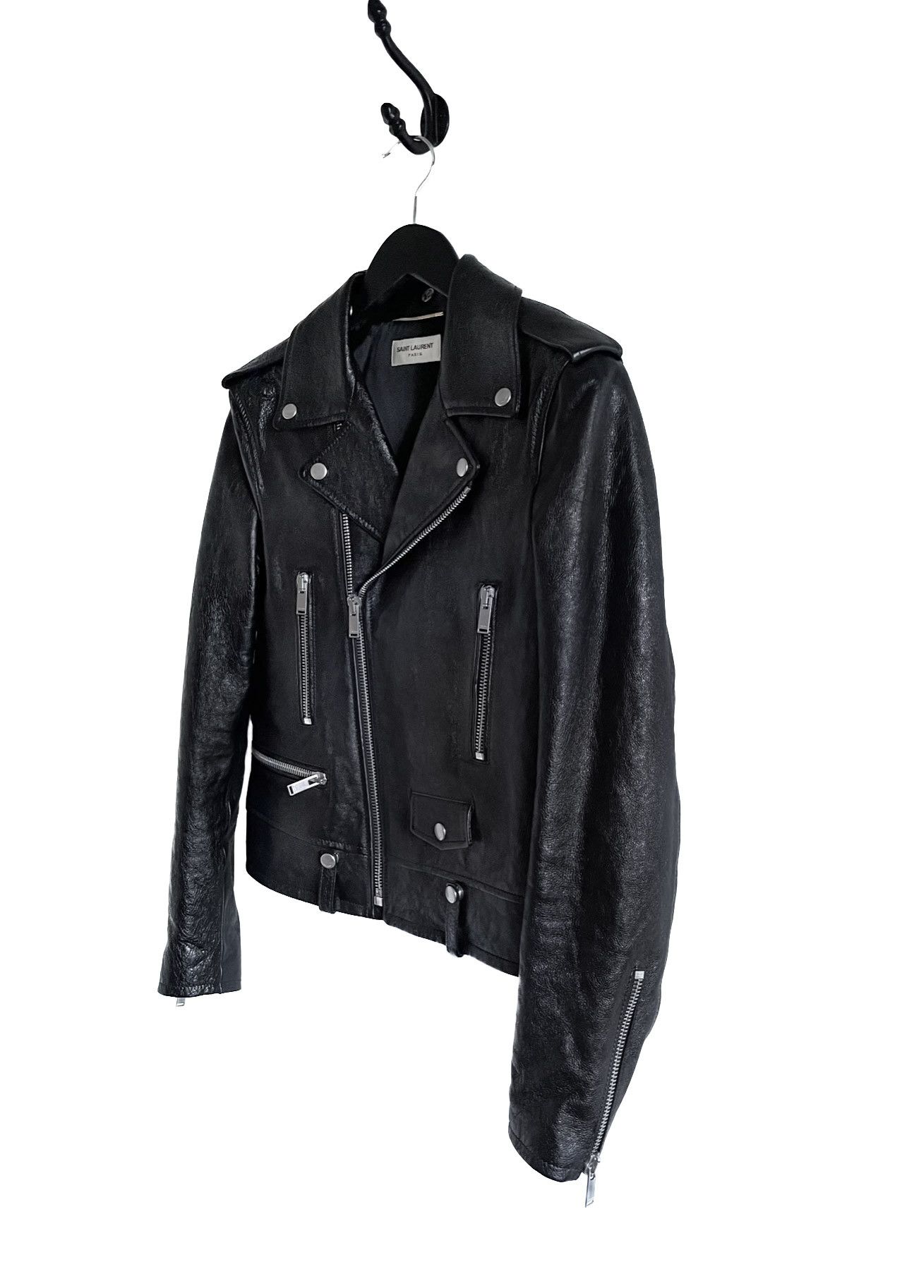 Saint Laurent Classic Black Leather Motorcycle Biker Jacket