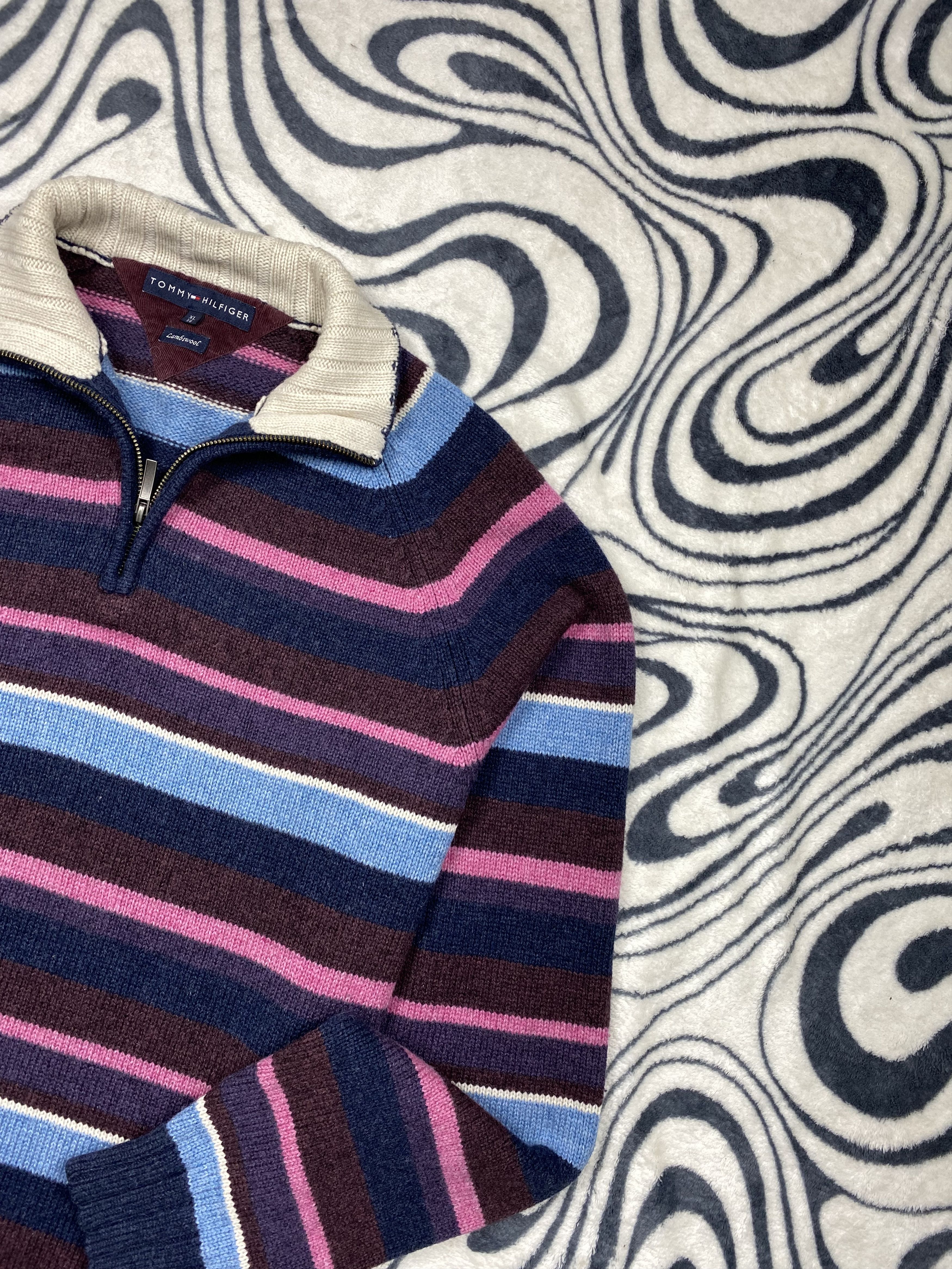 Tommy Hilfiger Tommy Hilfiger Vintage Quarter Zip Wool Knit Sweater Size US XL / EU 56 / 4 - 2 Thumbnail