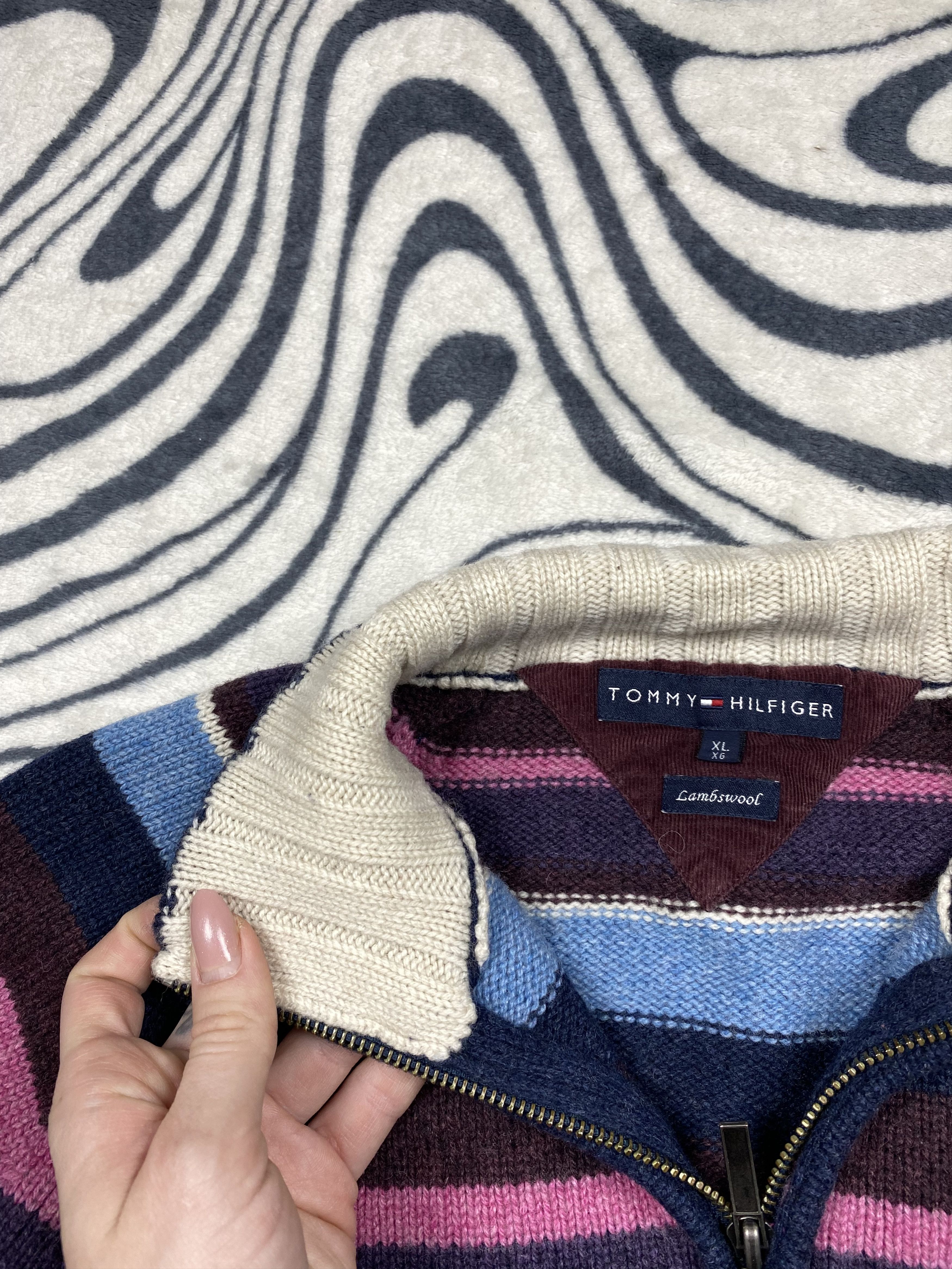 Tommy Hilfiger Tommy Hilfiger Vintage Quarter Zip Wool Knit Sweater Size US XL / EU 56 / 4 - 5 Thumbnail