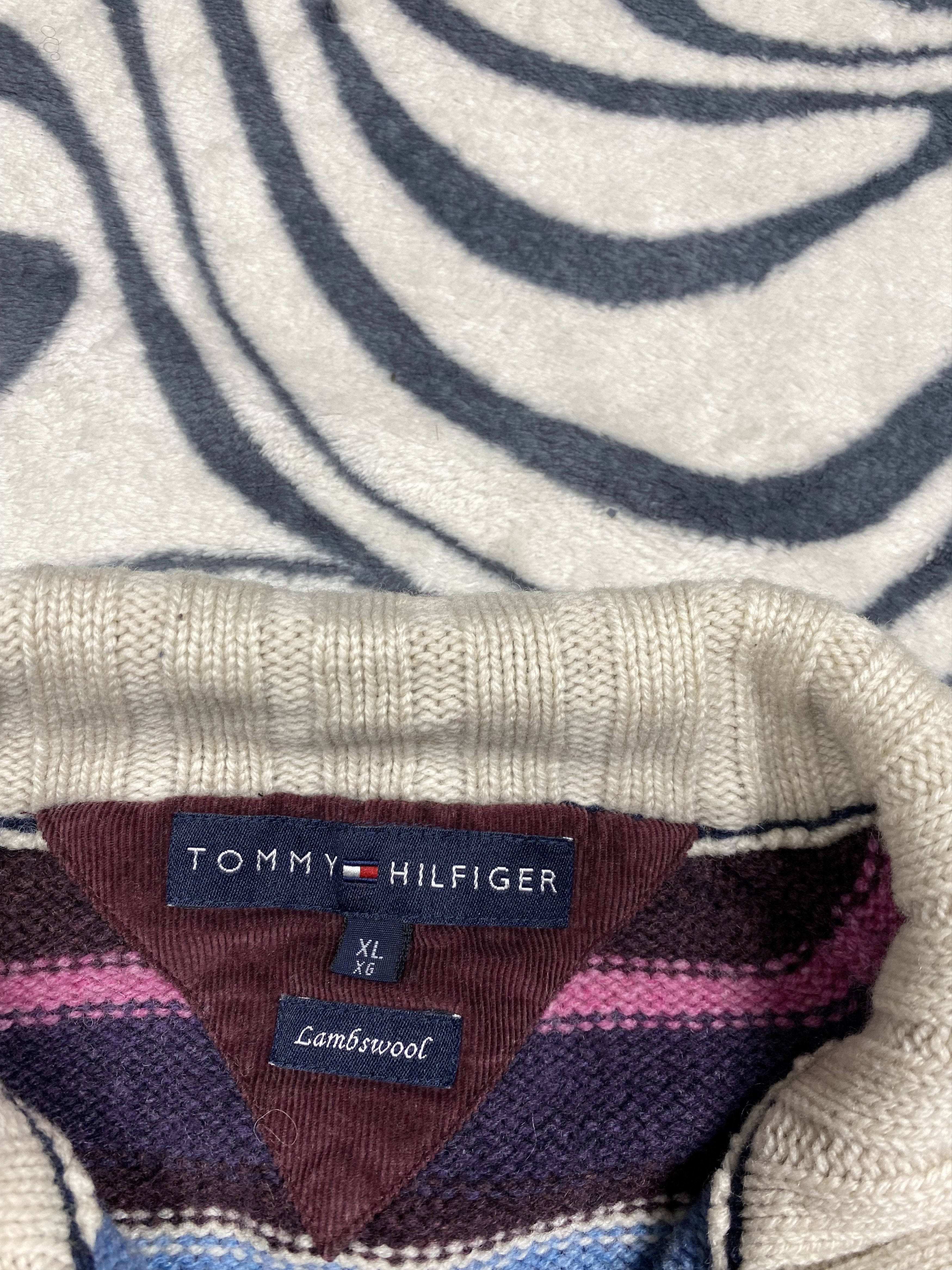 Tommy Hilfiger Tommy Hilfiger Vintage Quarter Zip Wool Knit Sweater Size US XL / EU 56 / 4 - 4 Thumbnail