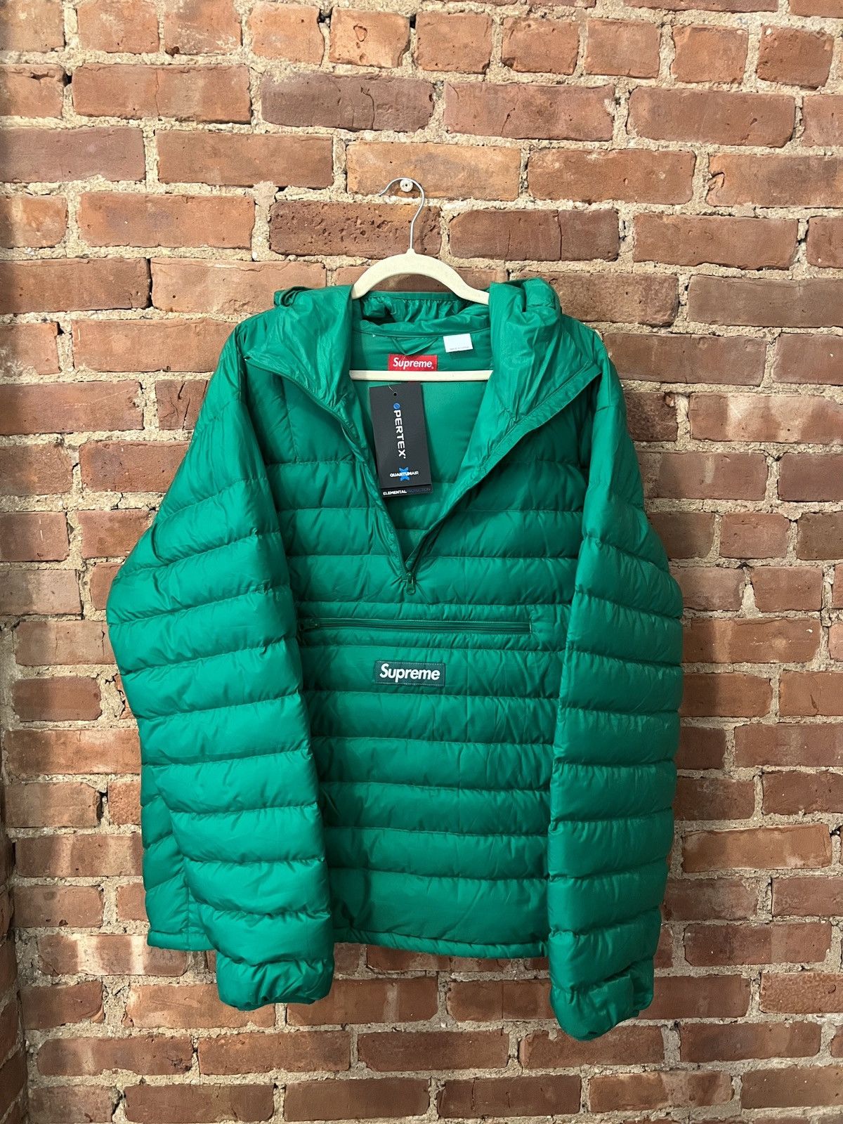 Supreme Supreme Micro Down Half Zip Hooded Pullover Green | Grailed