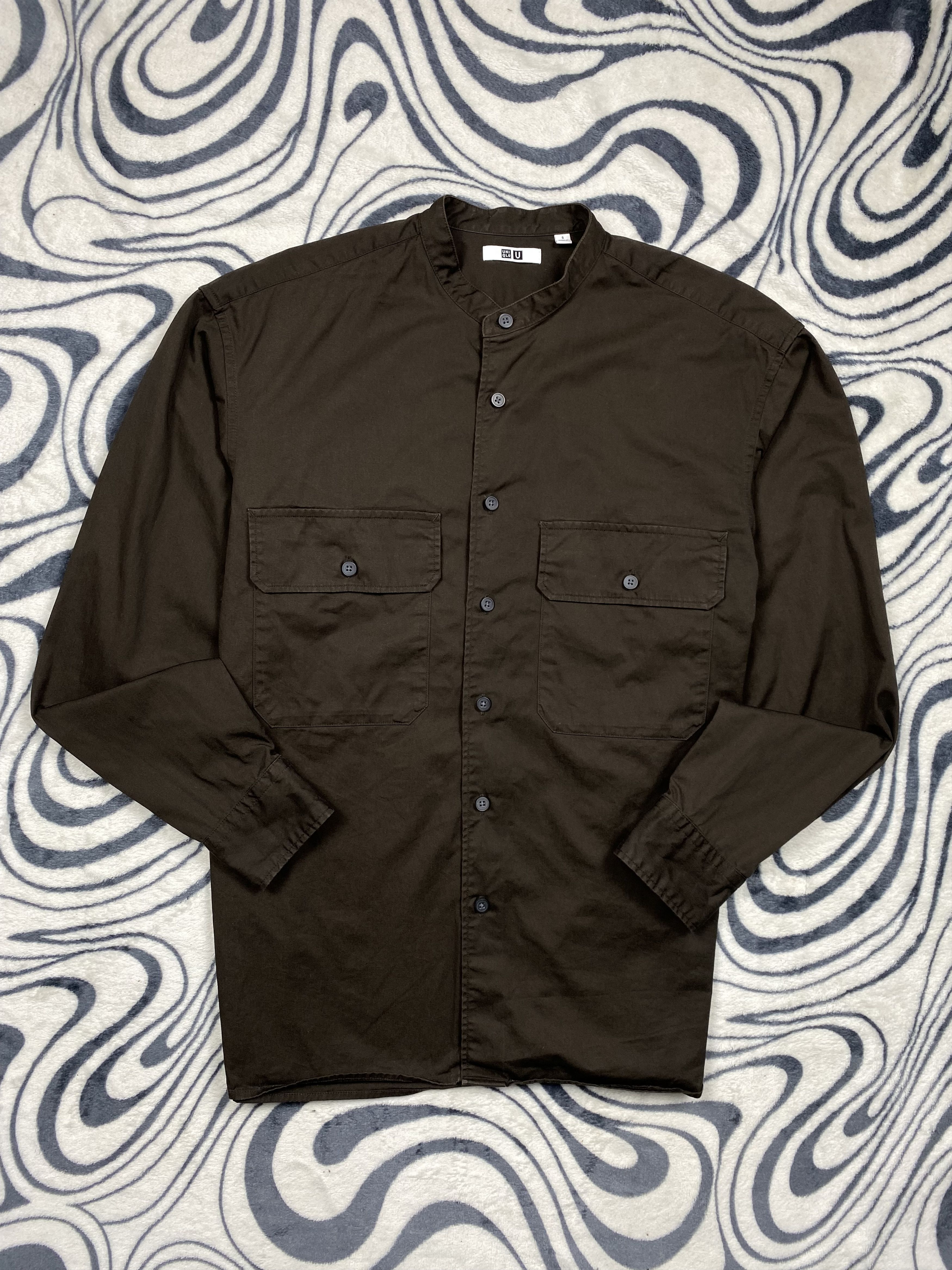 Uniqlo Uniqlo Colarless Mens Brown Overshirt Jacket Shirt Size US S / EU 44-46 / 1 - 1 Thumbnail