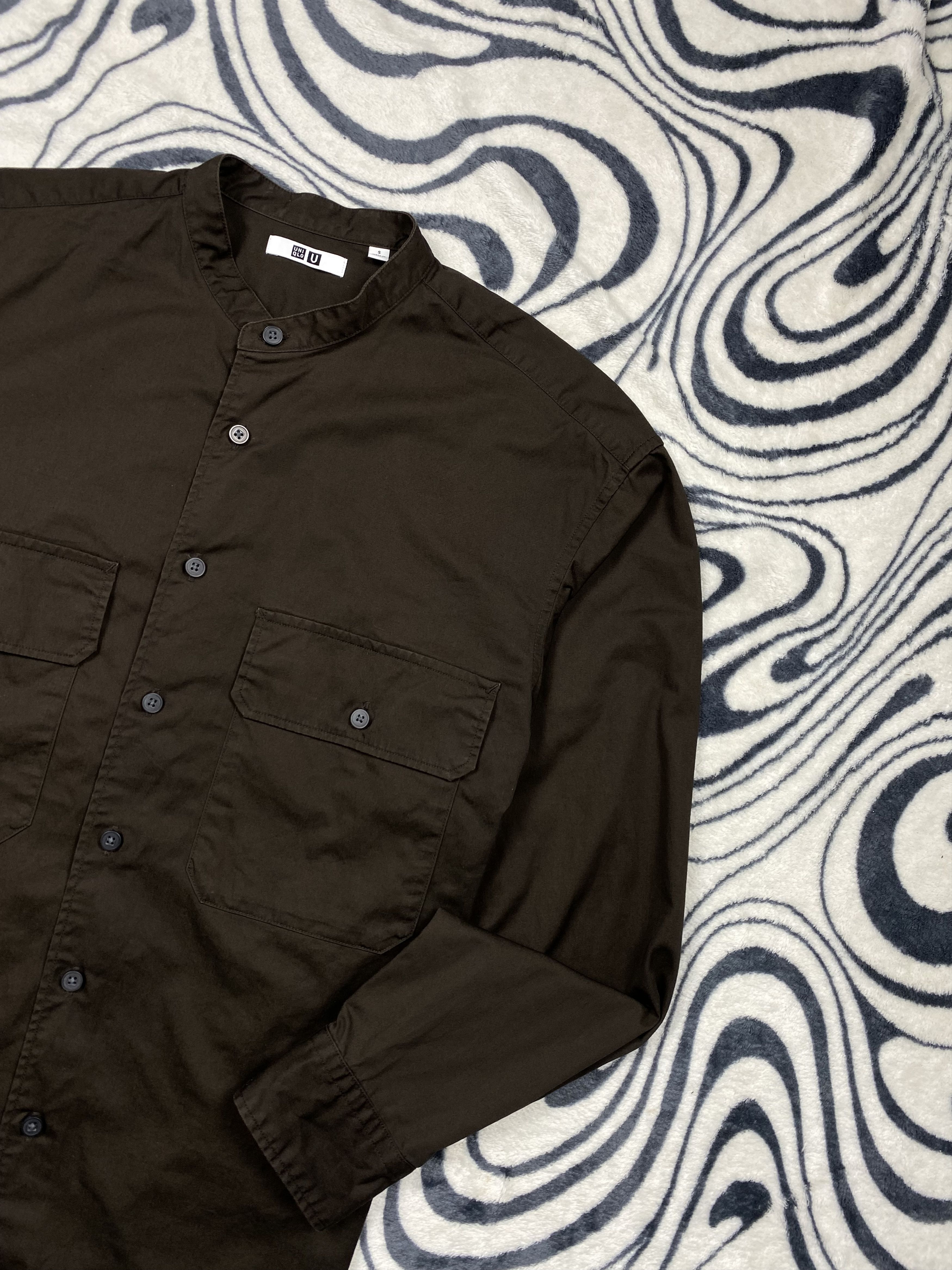 Uniqlo Uniqlo Colarless Mens Brown Overshirt Jacket Shirt Size US S / EU 44-46 / 1 - 2 Thumbnail