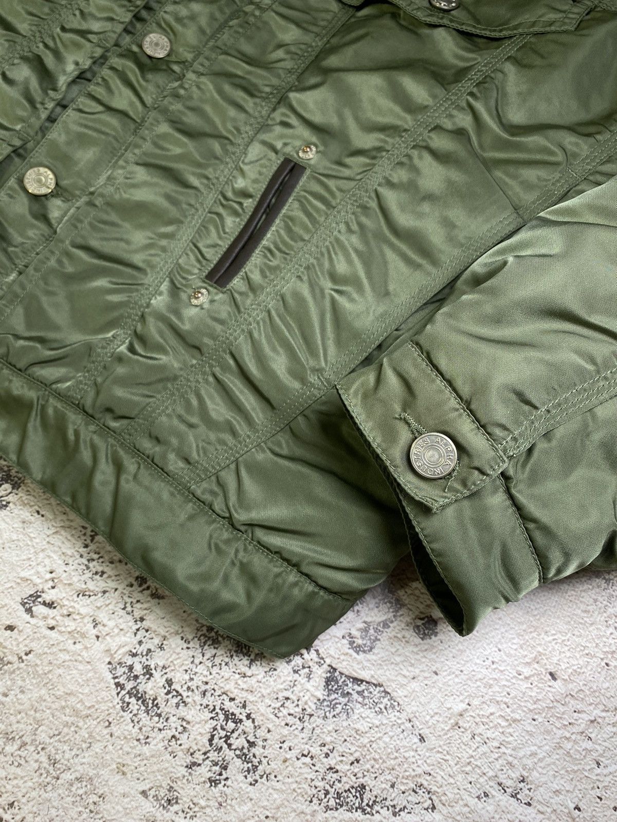 Alpha Industries × Vintage RARE! Vintage Alpha Industries leather collar bomber jacket Size US M / EU 48-50 / 2 - 9 Thumbnail