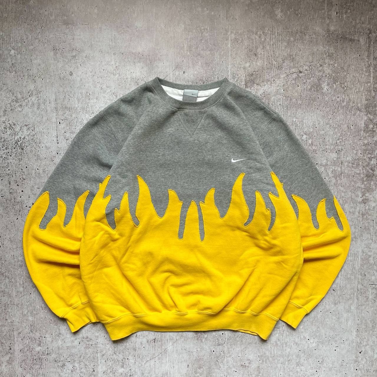 custom vintage nike flame sweatshirt