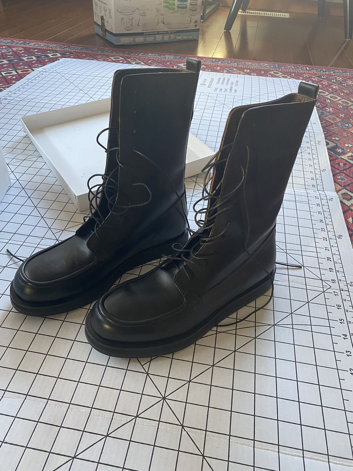 The Row The Row Patty Boot Black Calfskin Leather Combat | Grailed