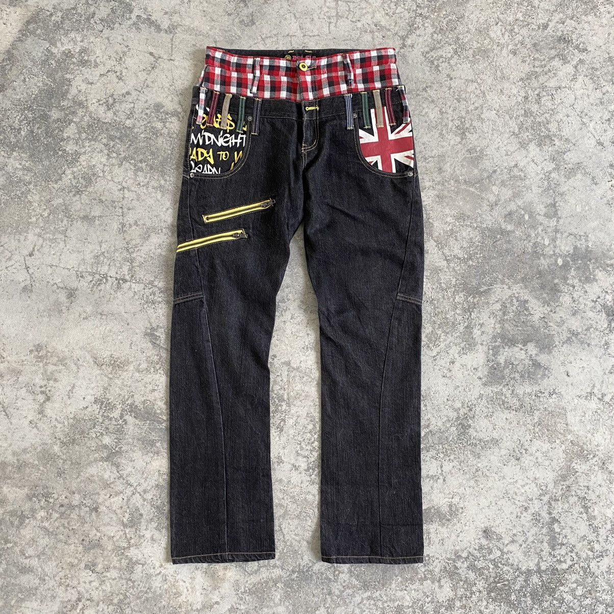 Designer Japanese Brand Antful Union Jack Double Waist Jeans Size US 30 / EU 46 - 2 Thumbnail