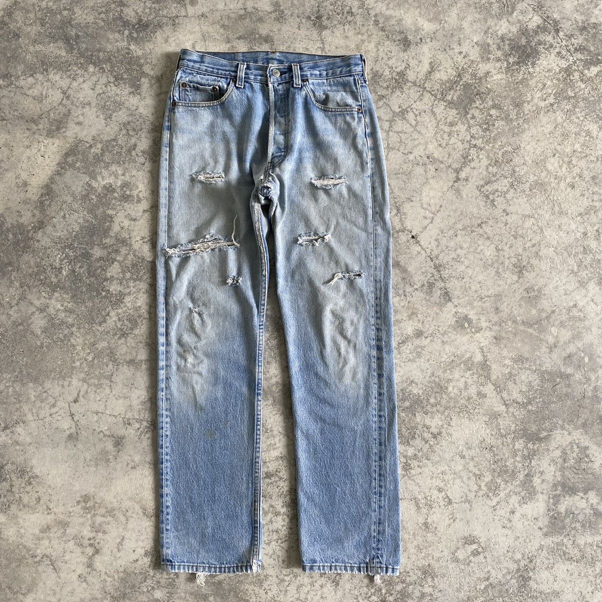 Levi's THRASHED! Vintage Mid 80's Levi's 501 Distressed Jeans Size US 29 - 2 Thumbnail