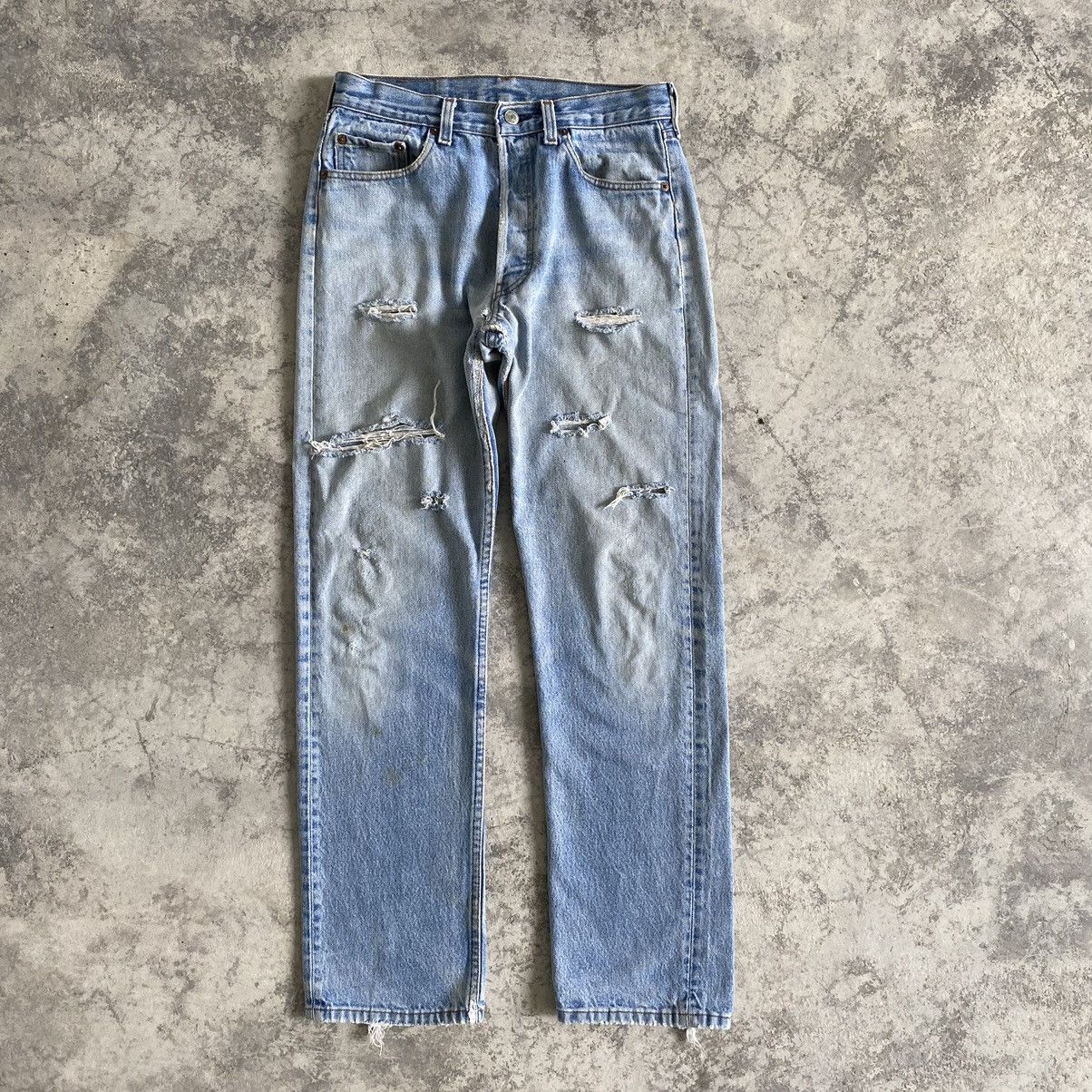 Levi's THRASHED! Vintage Mid 80's Levi's 501 Distressed Jeans Size US 29 - 1 Thumbnail