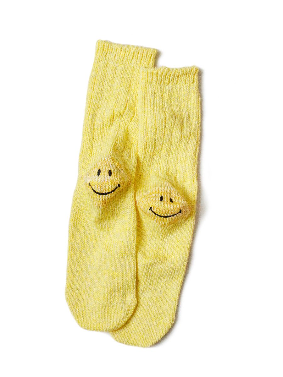 image of Kapital Smiley Socks in Yellow, Men's
