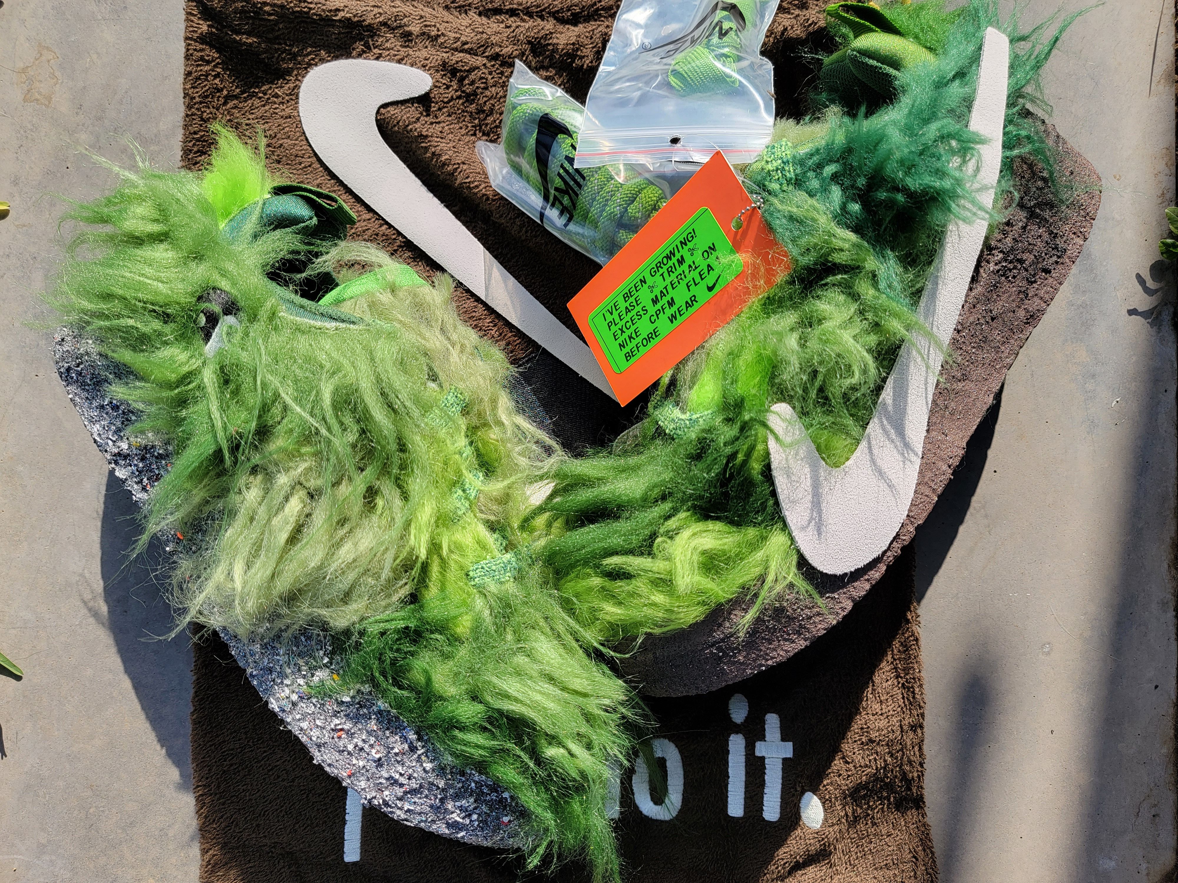 fuzzy green nikes