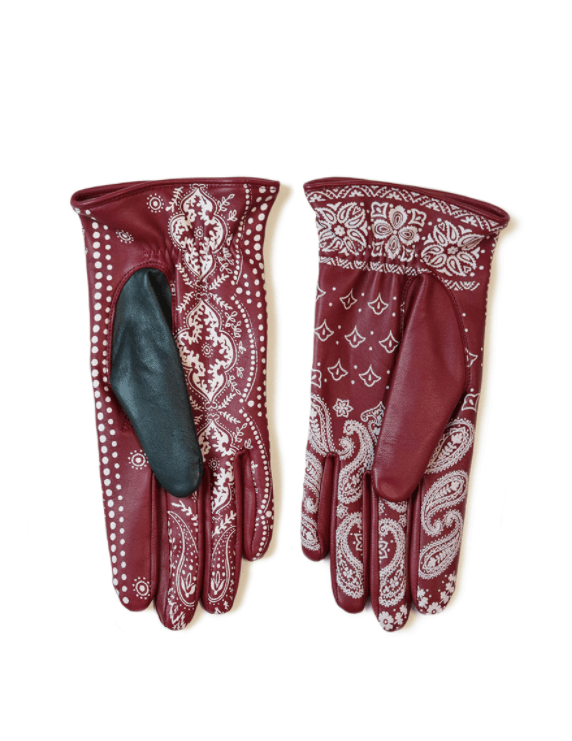 Pre-owned Kapital Leather Bandana Gloves In Red