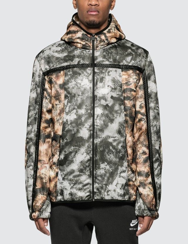 image of 1017 Alyx 9Sm Mesh Polar Fleece Zip Up Jacket in Camo, Men's (Size Medium)