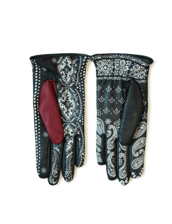 Pre-owned Kapital Leather Bandana Gloves In Navy