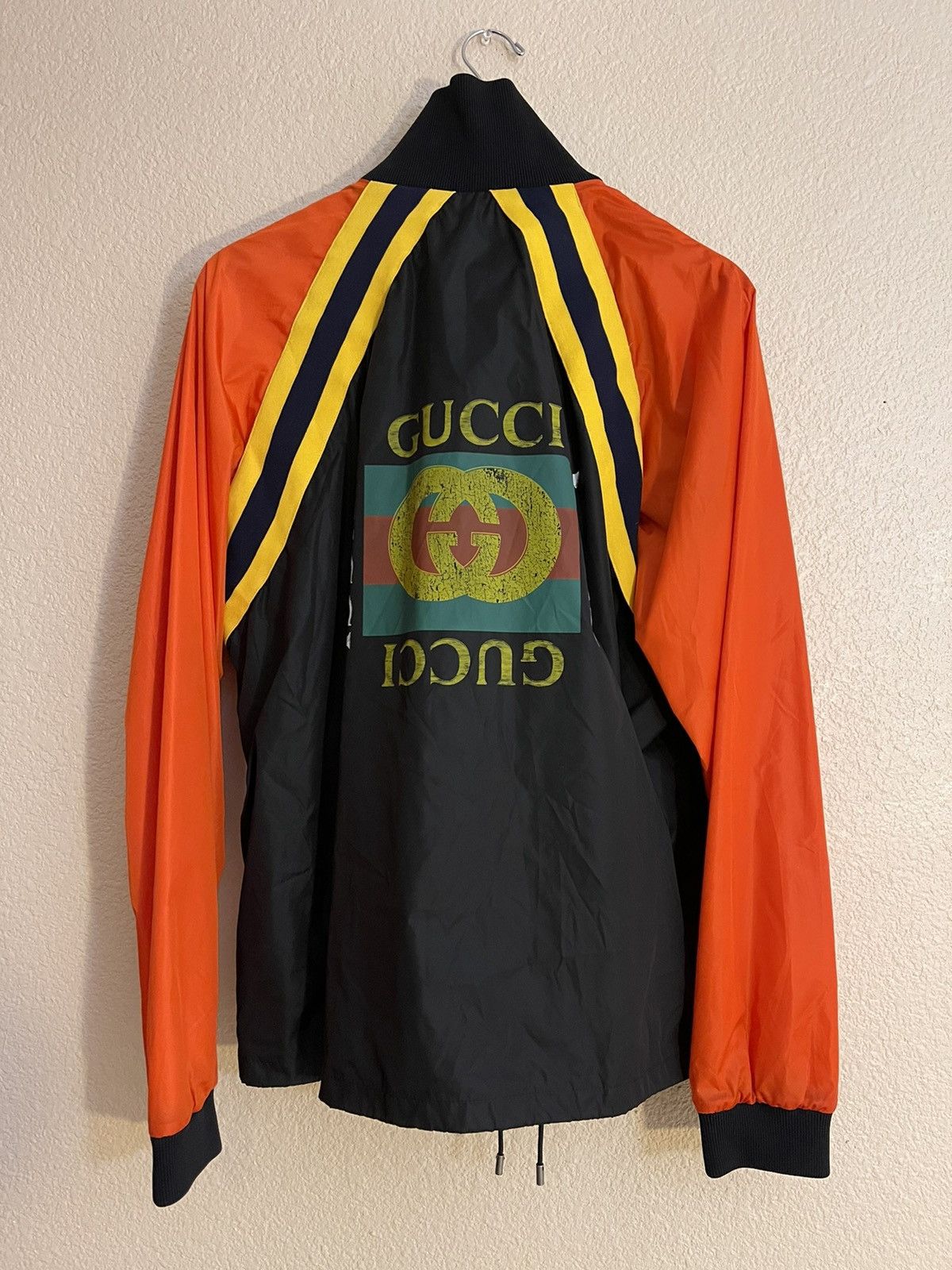 Gucci Gucci Back Logo Print Nylon Jacket Windbreaker Orange/Black Size US M / EU 48-50 / 2 - 1 Thumbnail