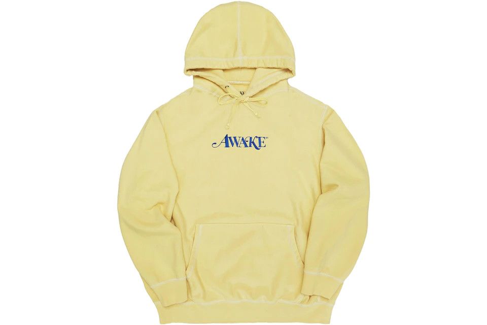 Awake NY Classic Embroidered Logo Hoodie Daffodil PALE