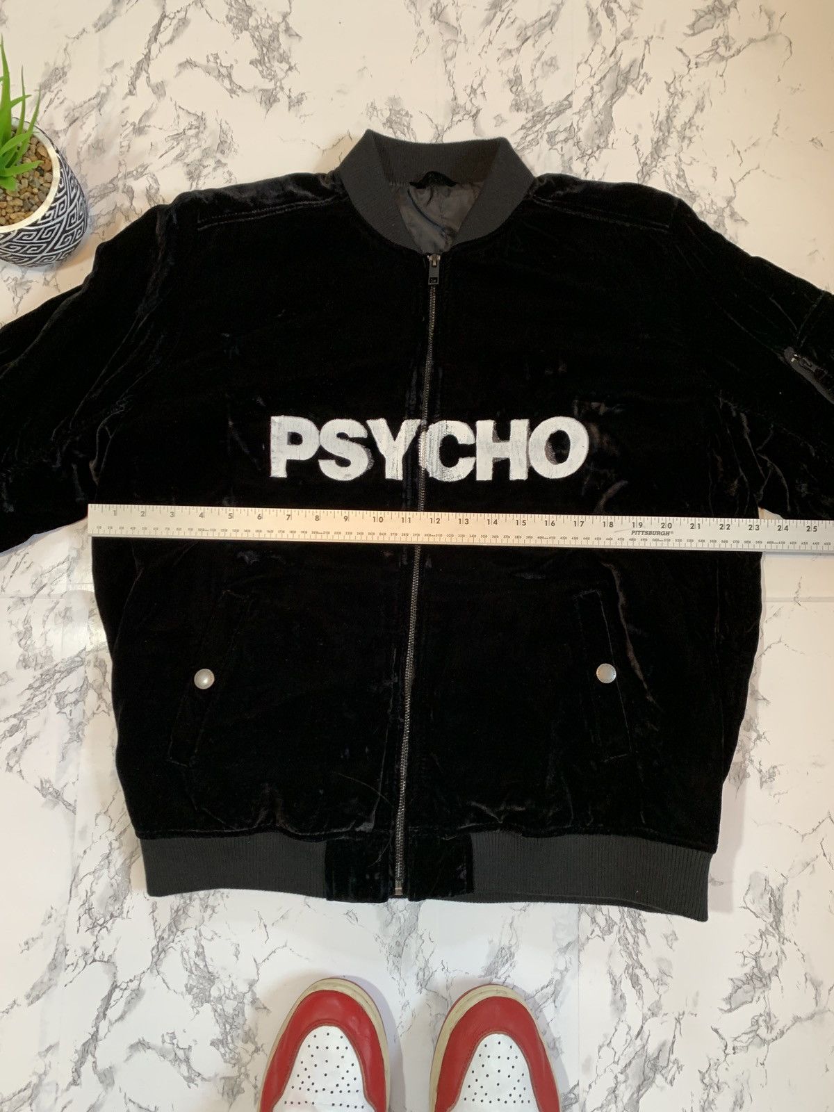 Japanese Brand Psycho Velvet Bomber Jacket Black Size US M / EU 48-50 / 2 - 4 Thumbnail