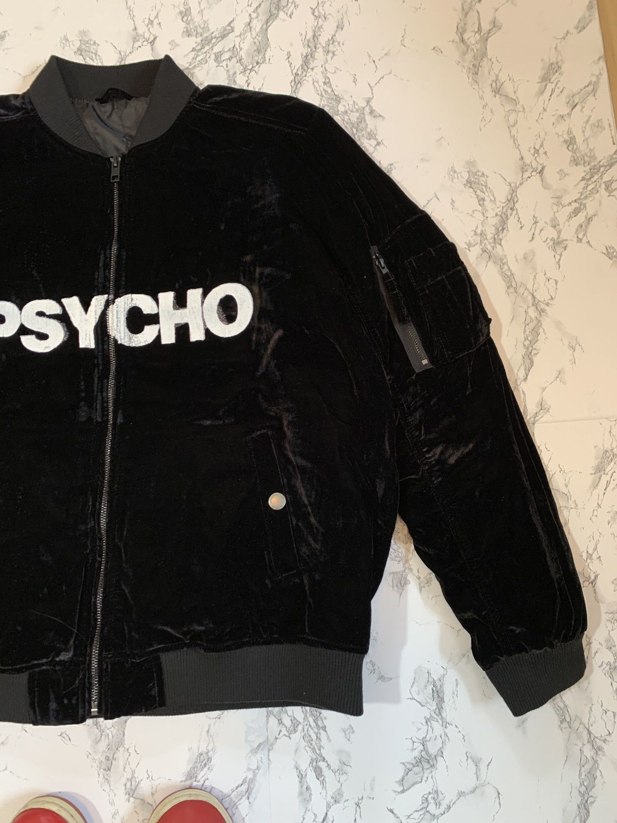 Japanese Brand Psycho Velvet Bomber Jacket Black Size US M / EU 48-50 / 2 - 3 Thumbnail