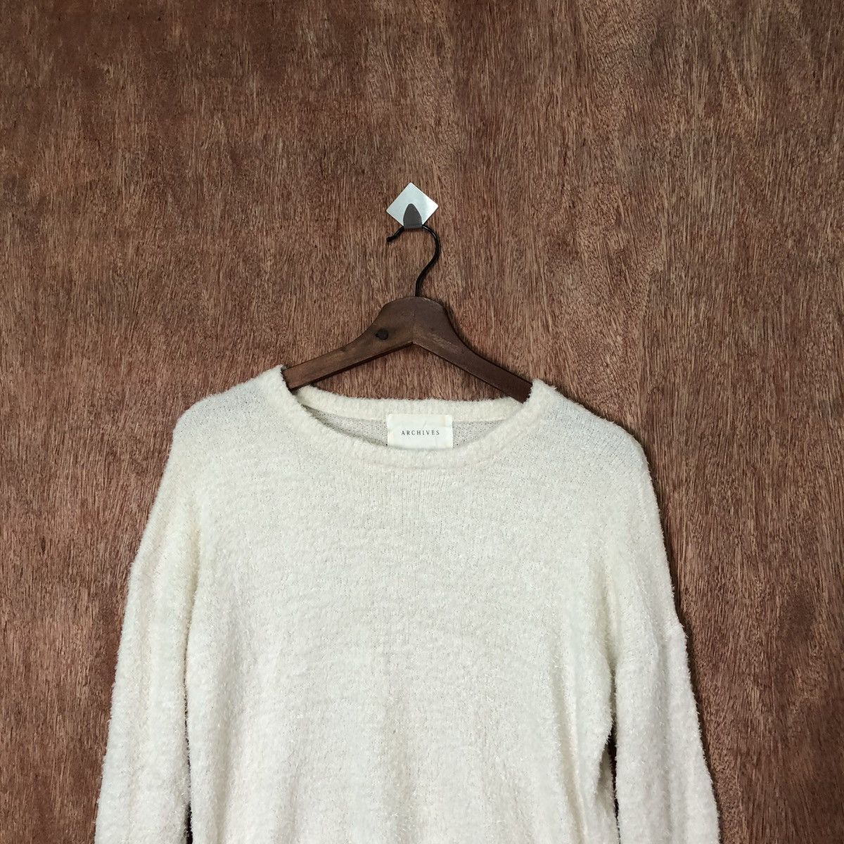 Homespun Knitwear Archives White Shag Shaggy Fur Mohair Knitwear #6406 Size US M / EU 48-50 / 2 - 2 Thumbnail