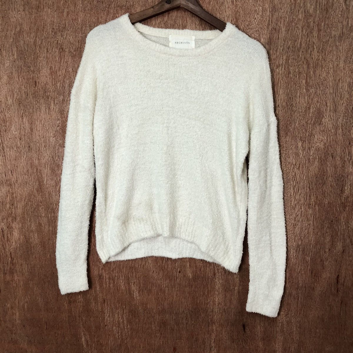 Homespun Knitwear Archives White Shag Shaggy Fur Mohair Knitwear #6406 Size US M / EU 48-50 / 2 - 3 Thumbnail