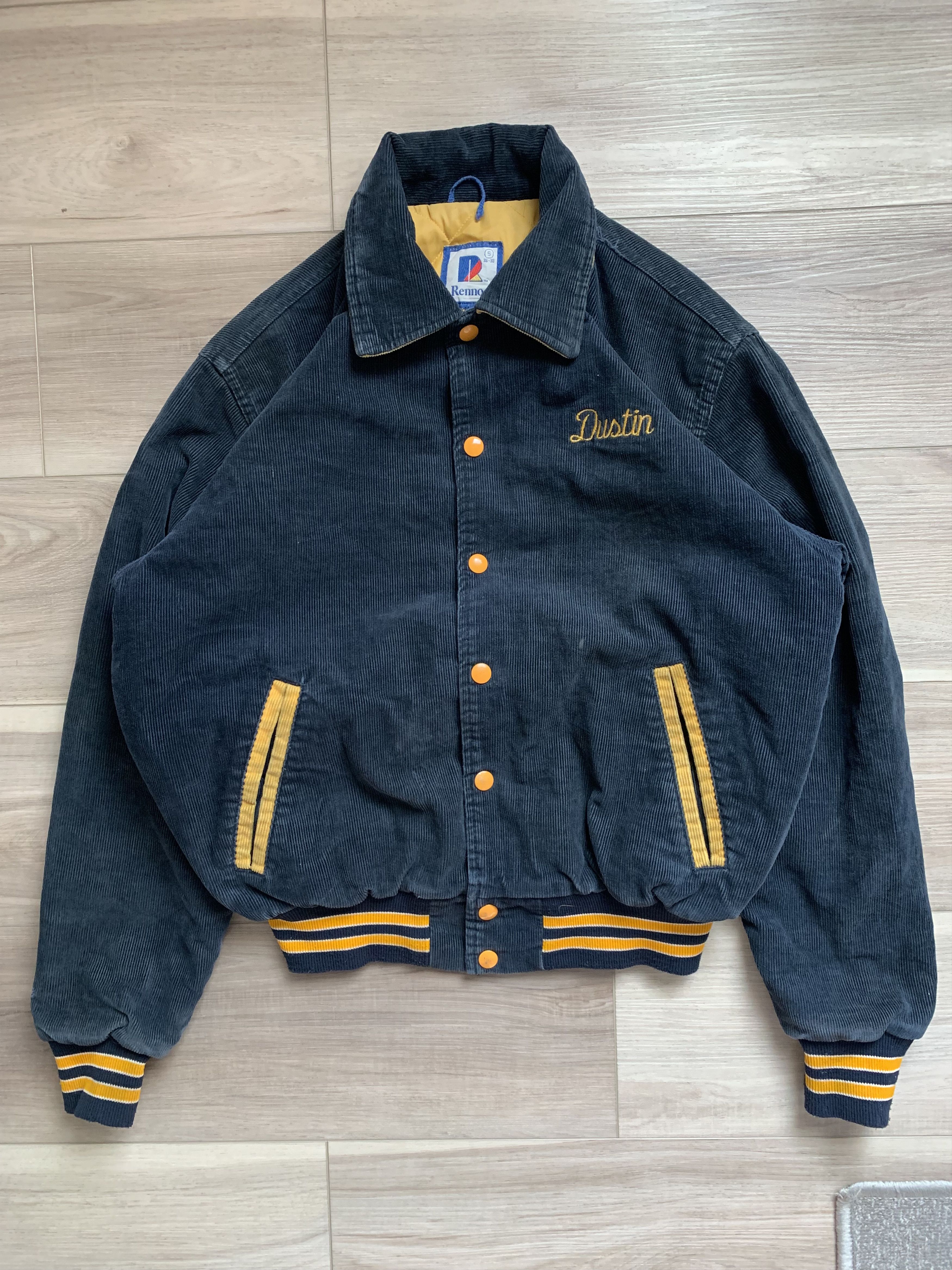 Varsity Jacket × Vintage 1990s CORDUROY VARSITY JACKET / EMBROIDERED, CHAINSTITCHED | Grailed