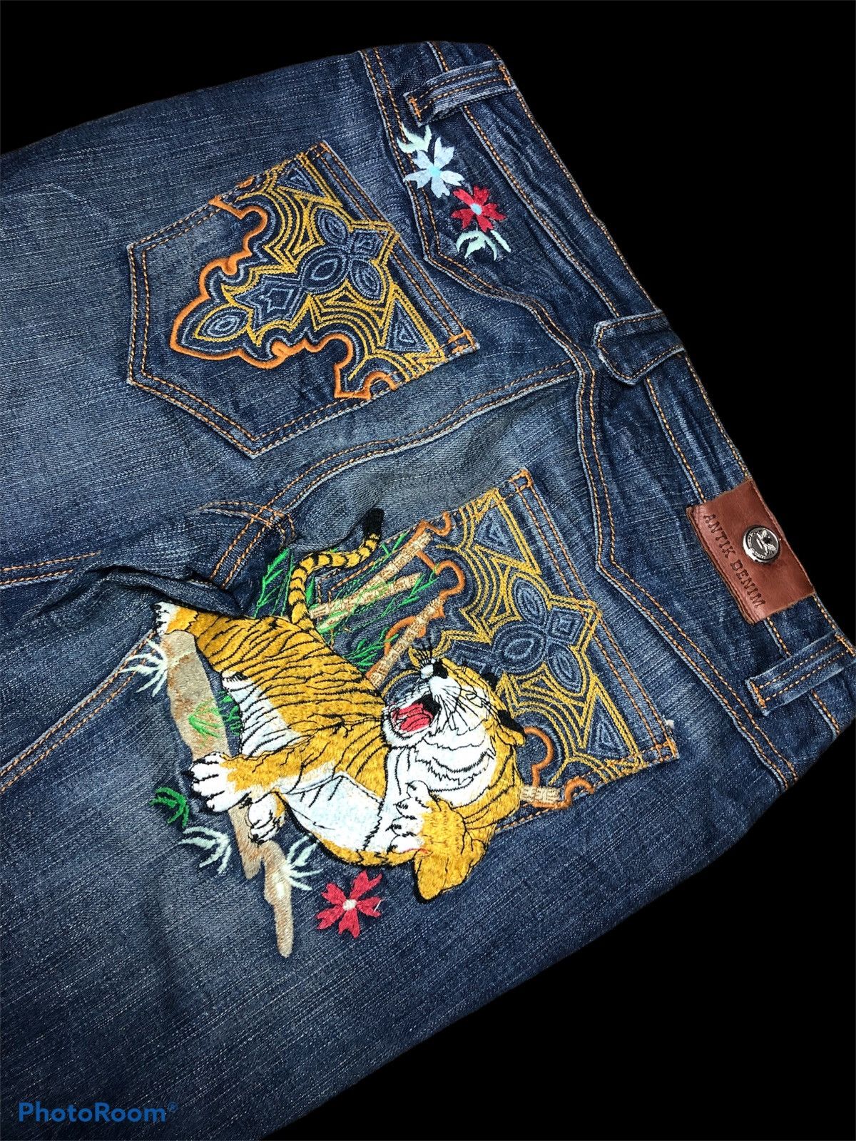Antik Denim FLARED⚡️DRAGON TIGER EMBROIDERY STRECTHABLE ANTIK DENIM USA Size 33" - 7 Thumbnail