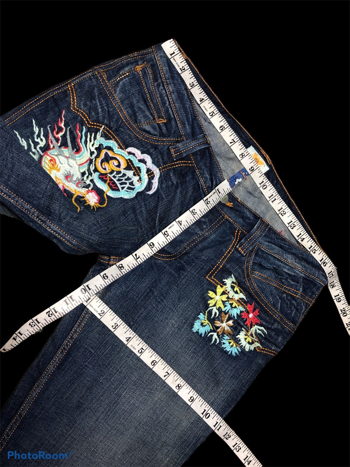 Antik Denim FLARED⚡️DRAGON TIGER EMBROIDERY STRECTHABLE ANTIK DENIM USA Size 33" - 8 Thumbnail