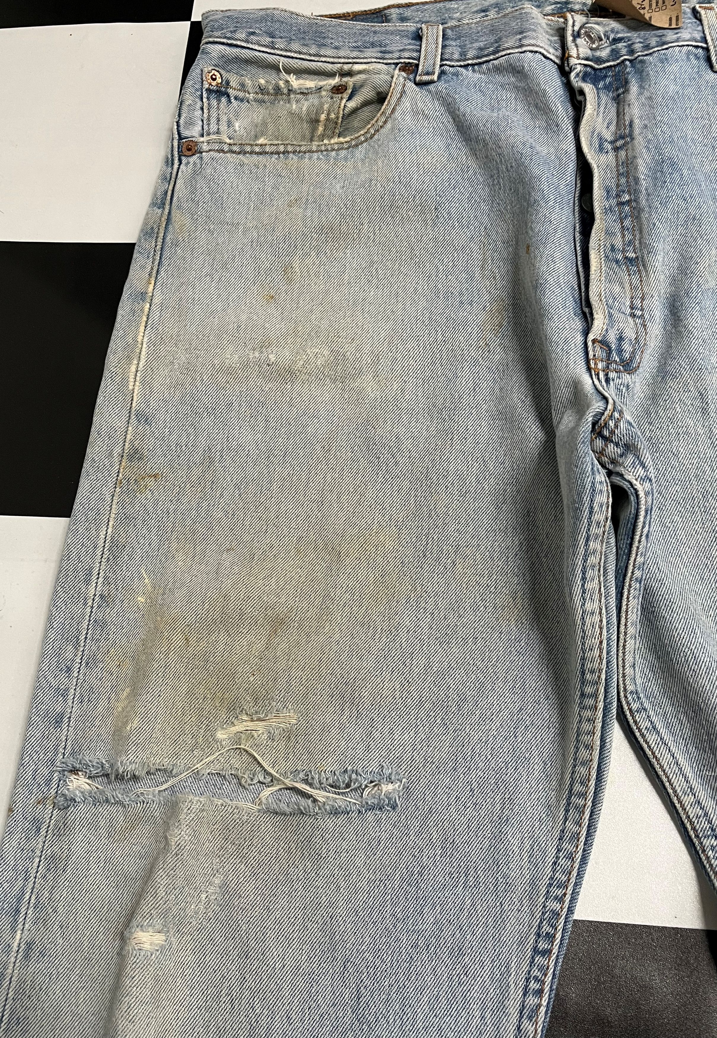 Levi's Vintage 90's Levis 501 Distressed Jeans L111 Size US 38 / EU 54 - 5 Thumbnail