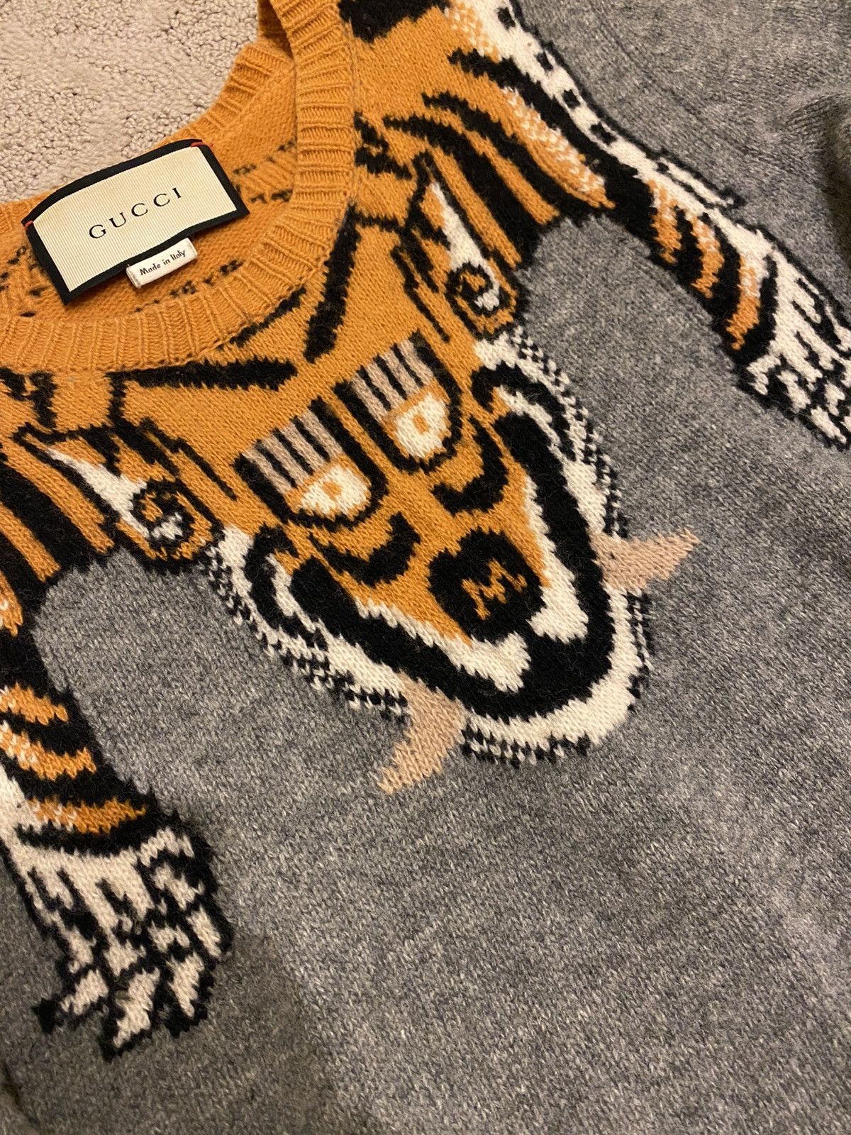 Men's Tiger Intarsia Sweater Wool