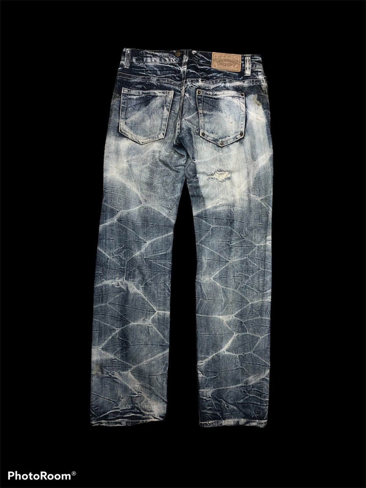 Bleach RIPPED⚡️⚡️STUDDED ELECTRIC WASH DISTRESSED BY ORIGINAL JEANS Size US 31 - 2 Thumbnail