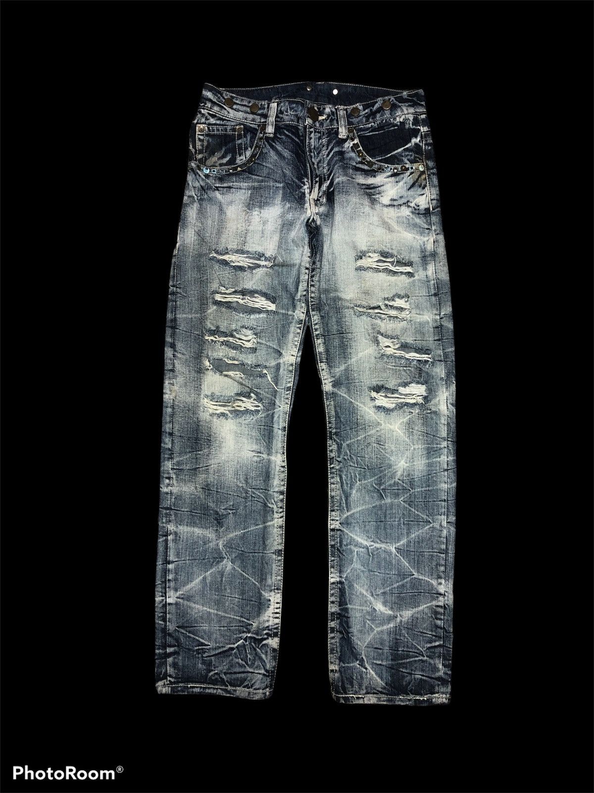 Bleach RIPPED⚡️⚡️STUDDED ELECTRIC WASH DISTRESSED BY ORIGINAL JEANS Size US 31 - 1 Thumbnail