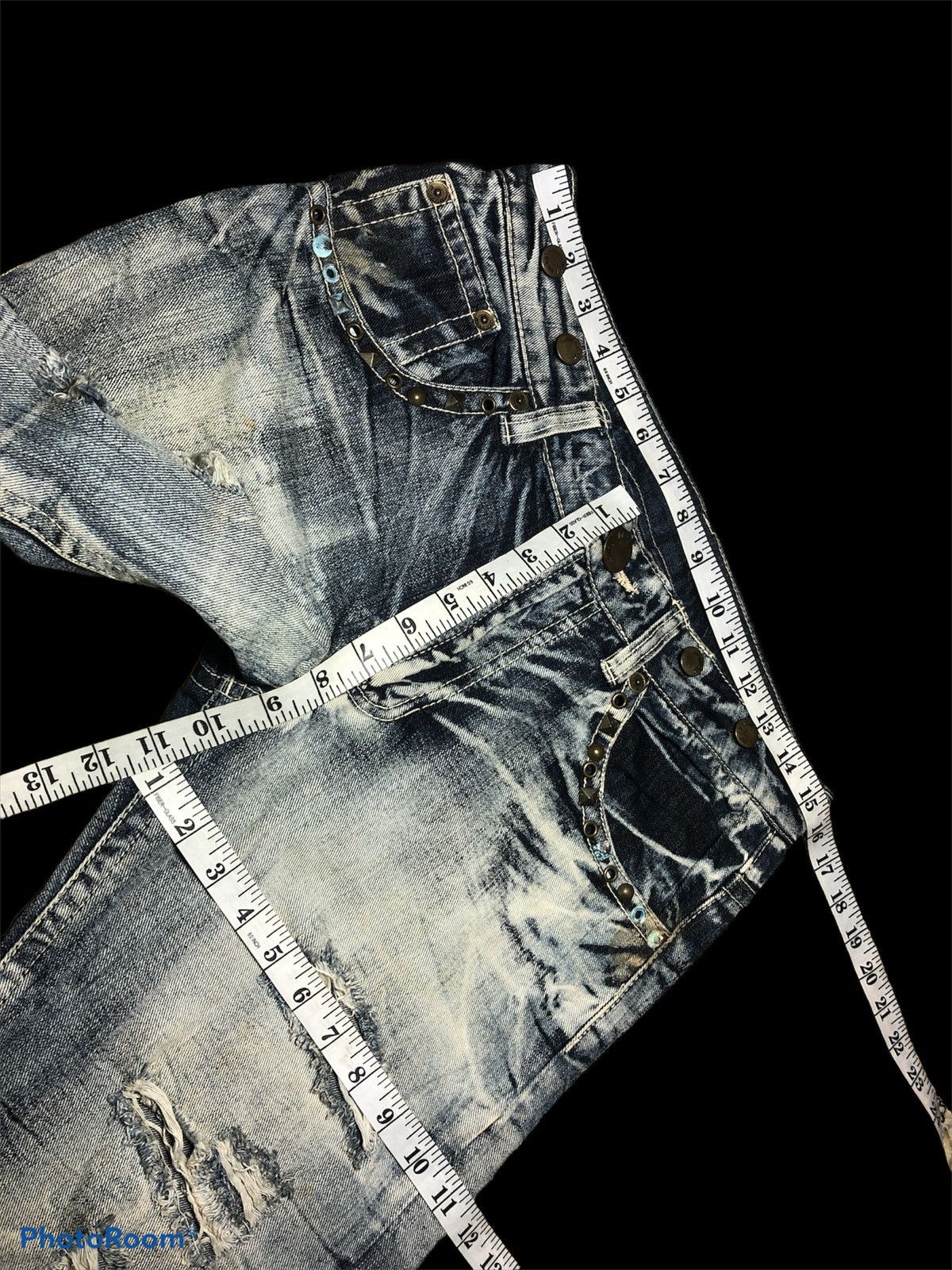 Bleach RIPPED⚡️⚡️STUDDED ELECTRIC WASH DISTRESSED BY ORIGINAL JEANS Size US 31 - 9 Thumbnail