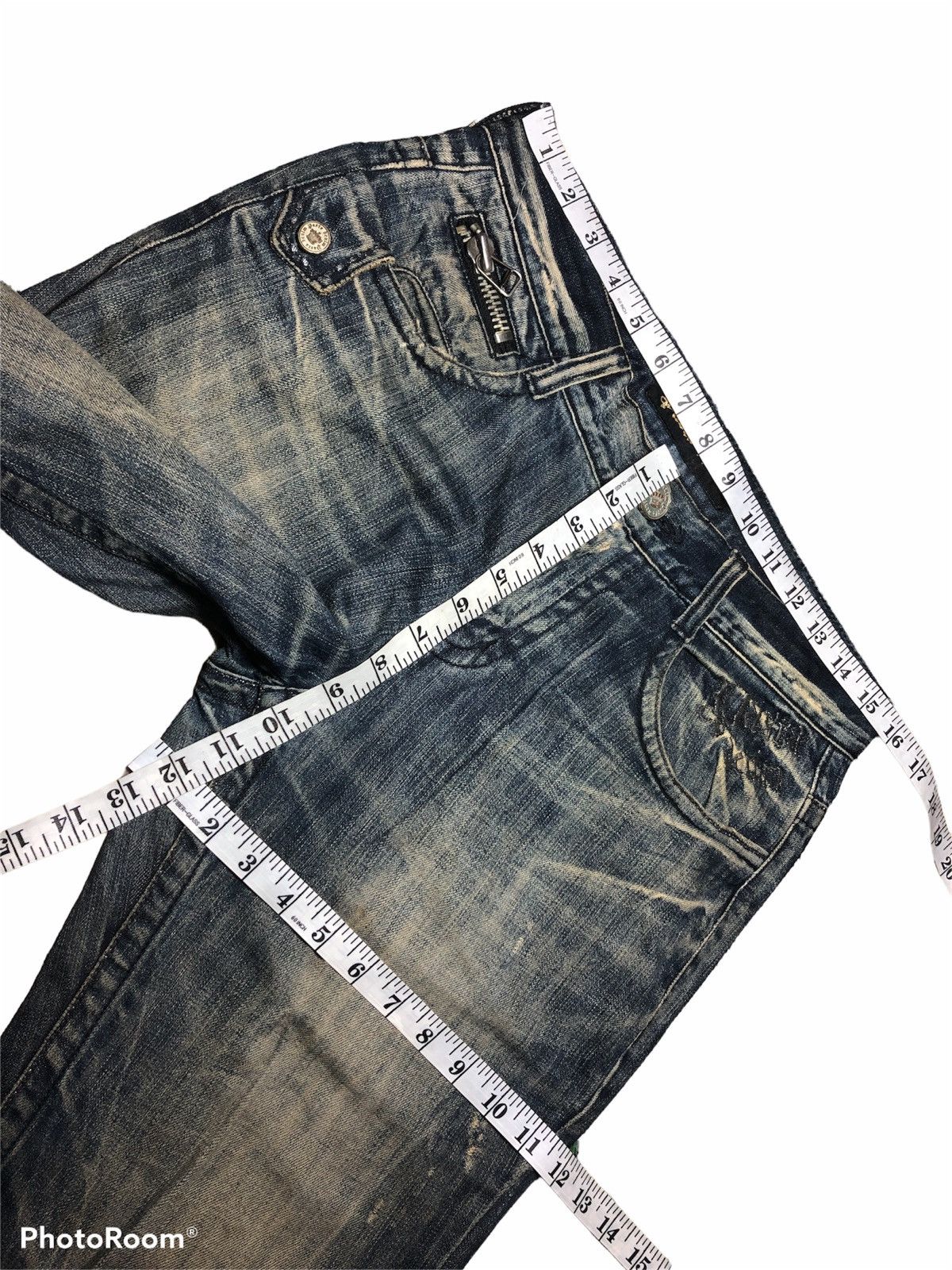 Hypebeast STUDDED ZIPPER DISTRESSED DENIM BY PASTA DENIM Size US 31 - 11 Thumbnail