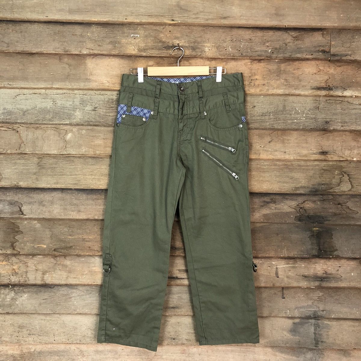 Double Focus Green Multipocket Cargo Pant Double Waist #A019