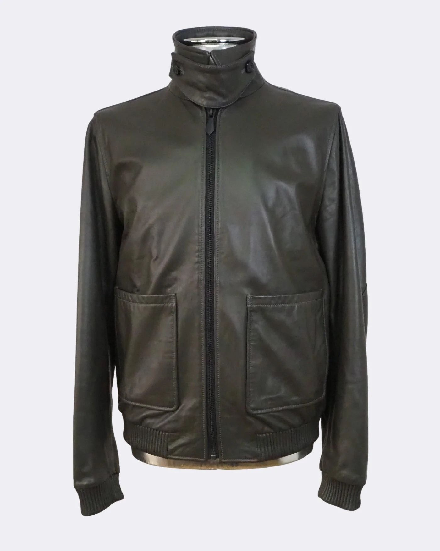 Men's Mainline Trussardi Leather Bomber Jacket $1670
