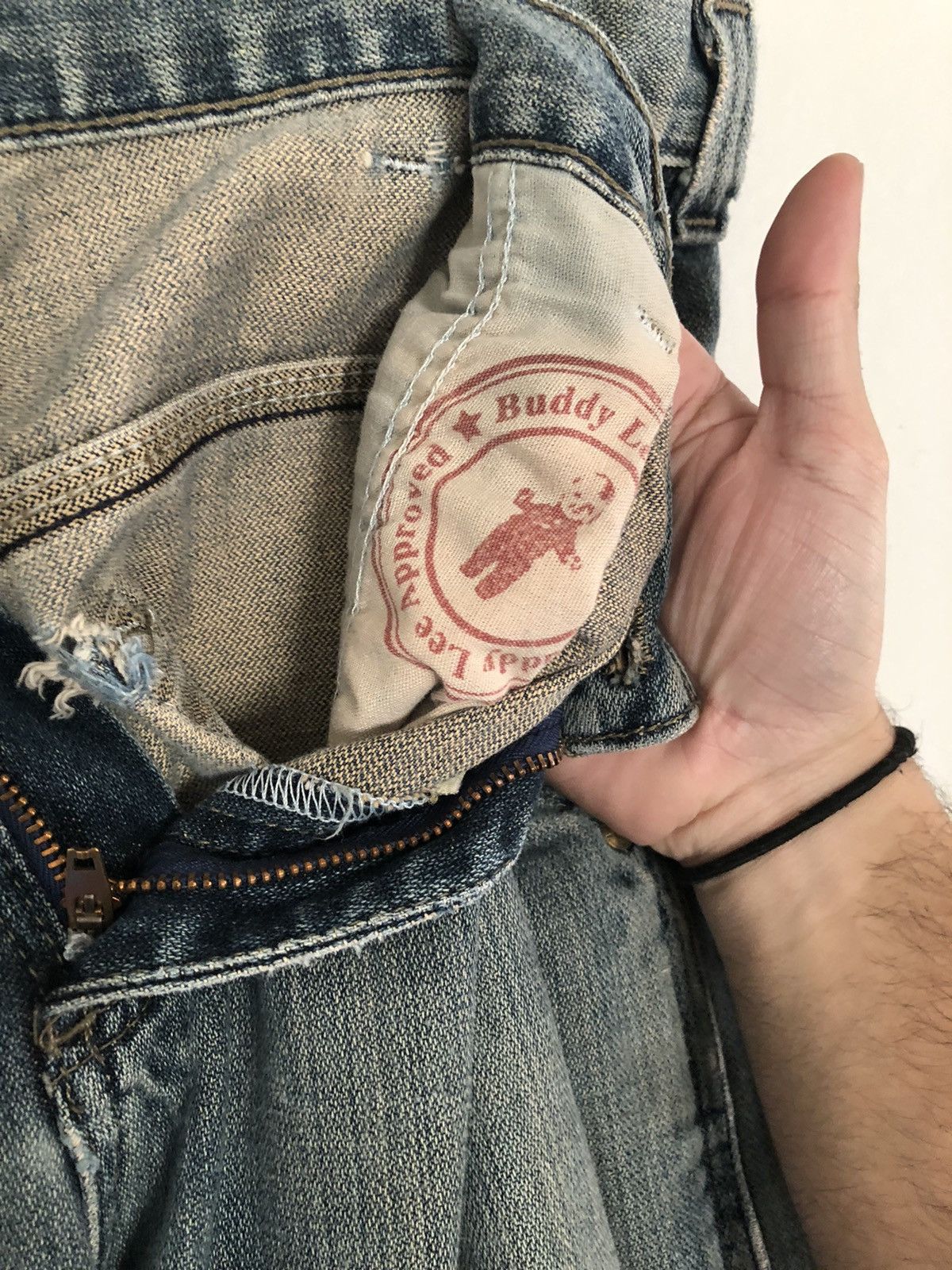 Lee 34x28 Vintage Lees Denim Ripped Distressed Jeans Lightwash Size US 34 / EU 50 - 8 Thumbnail