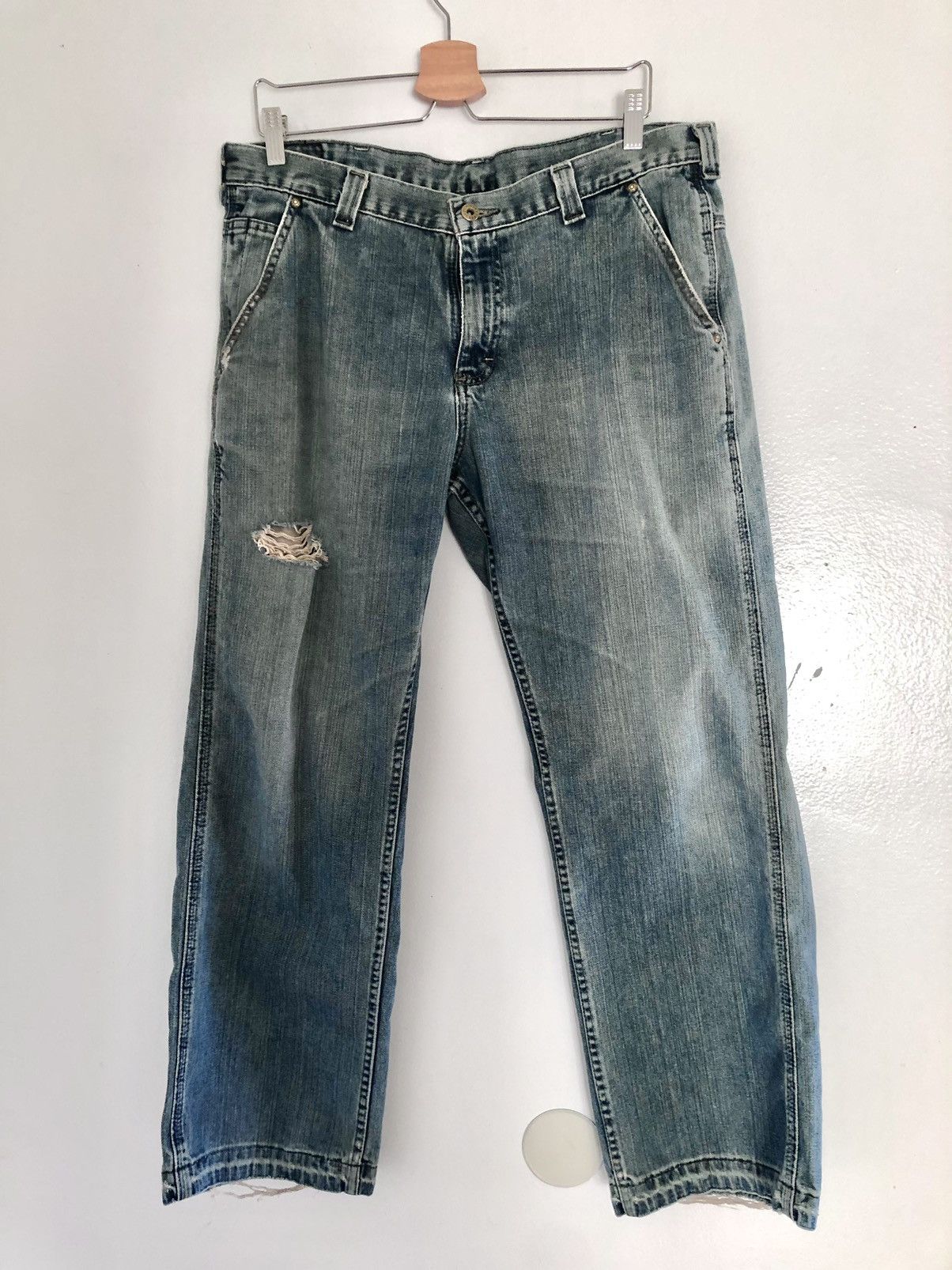 Lee 34x28 Vintage Lees Denim Ripped Distressed Jeans Lightwash Size US 34 / EU 50 - 1 Thumbnail