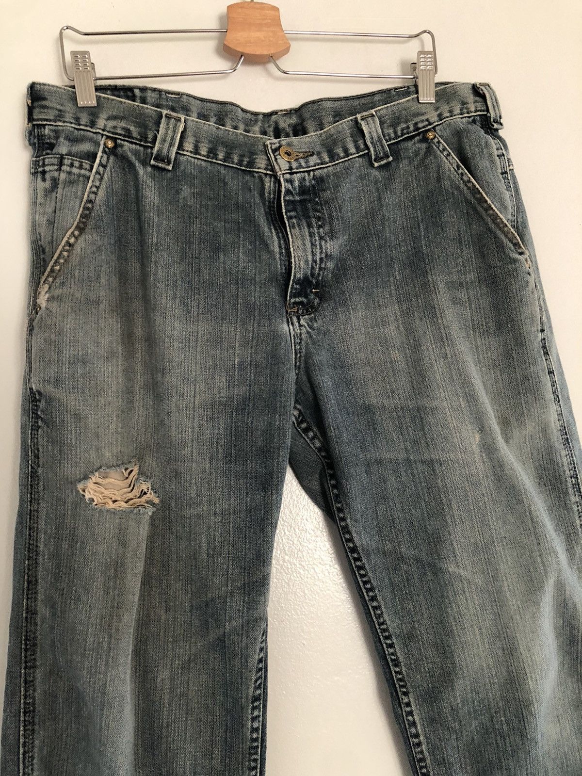 Lee 34x28 Vintage Lees Denim Ripped Distressed Jeans Lightwash Size US 34 / EU 50 - 2 Thumbnail