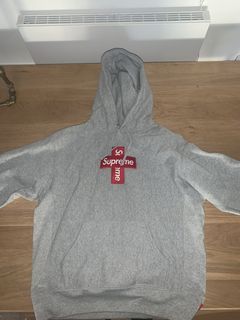 Buy Supreme Cross Box Logo Hooded Sweatshirt 'Heather Grey