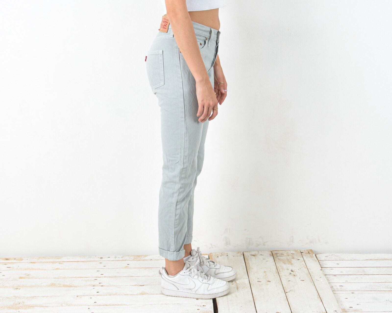 Levi's LEVI Women S 501 Jeans Grey Denim Trousers Pants Off Cropped Size 28" / US 6 / IT 42 - 2 Thumbnail