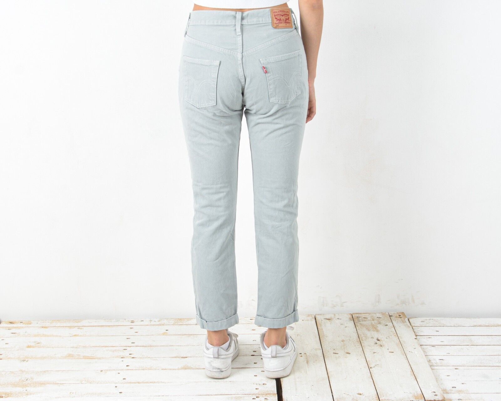 Levi's LEVI Women S 501 Jeans Grey Denim Trousers Pants Off Cropped Size 28" / US 6 / IT 42 - 3 Thumbnail