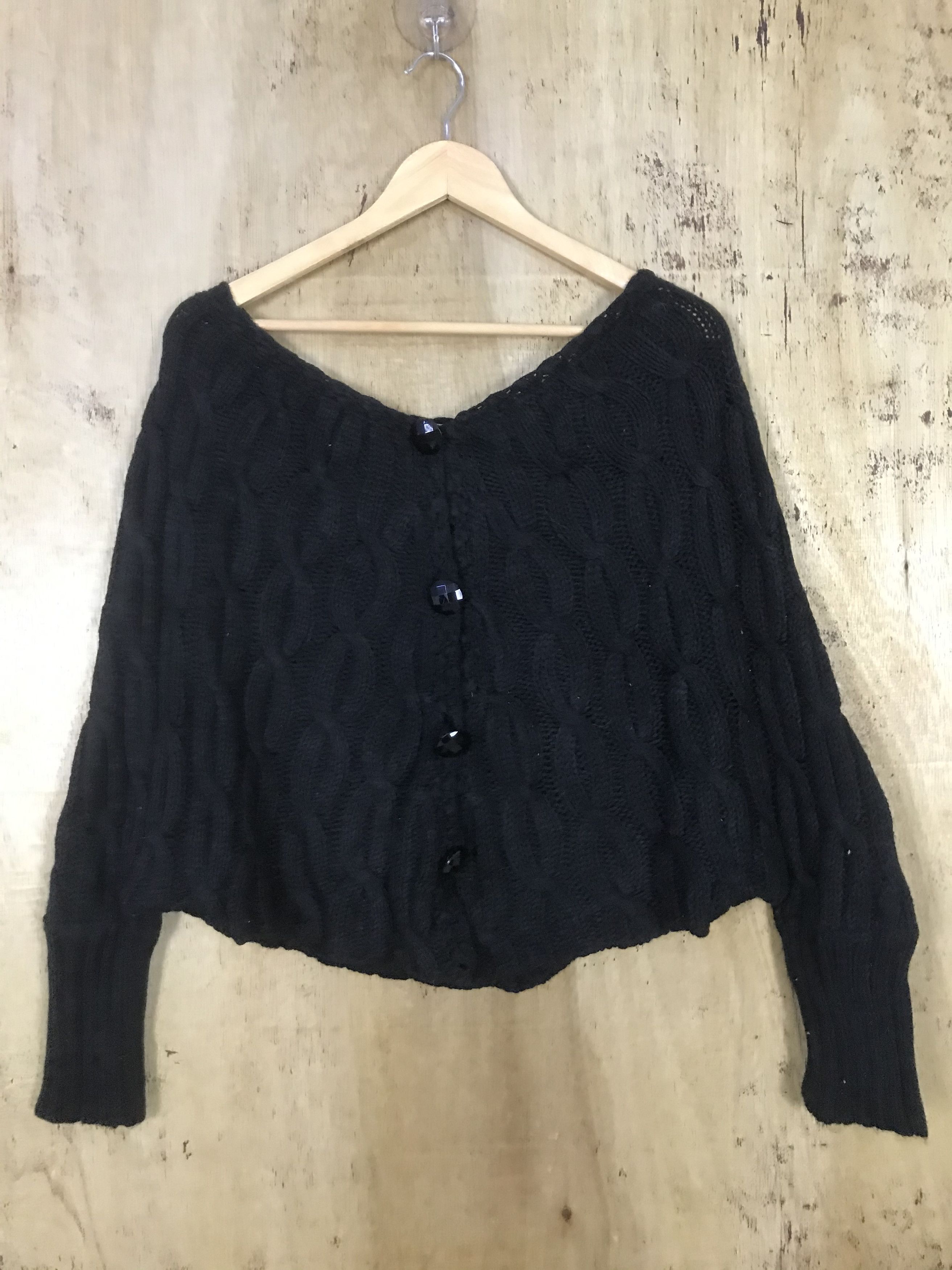 Pens Neck Giant Bamboo Twist Cable Knit Cardigan