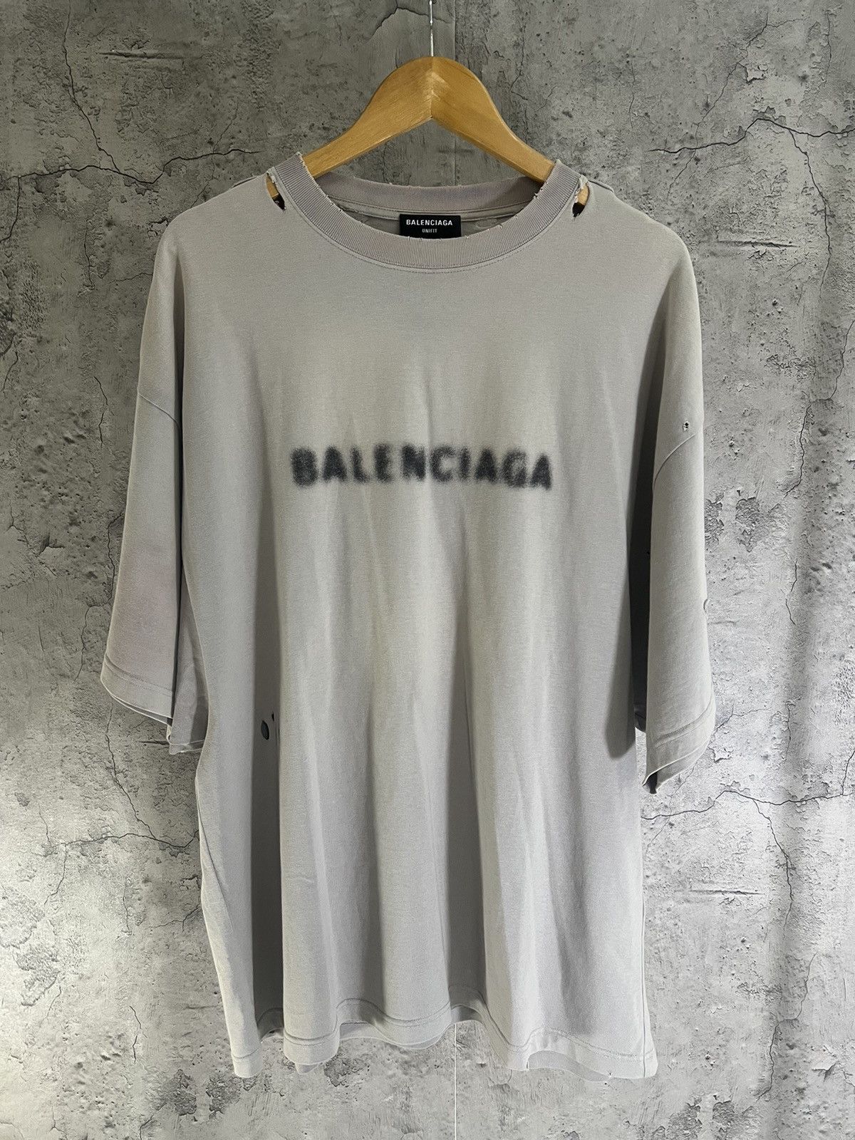 Balenciaga Balenciaga Spray Paint Logo Distressed Tee | Grailed