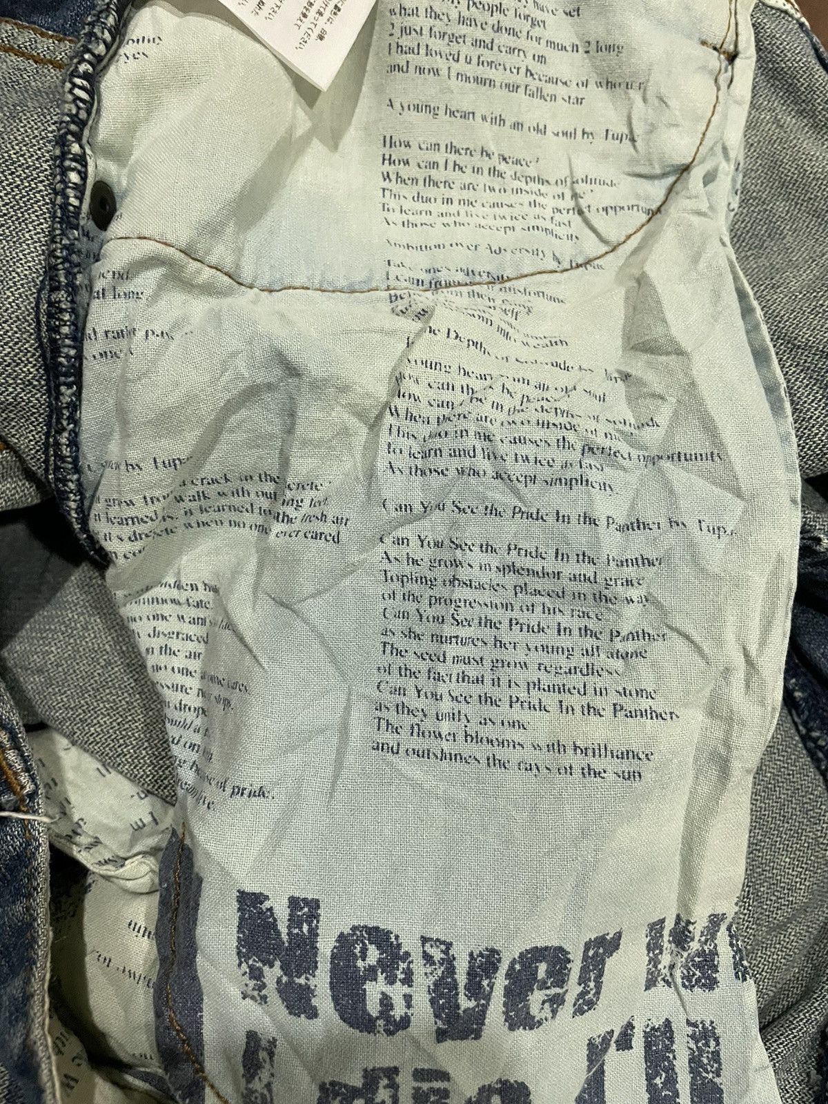 Makaveli Tupac Tabloid Predicts His Own Death & Pocket Lyric Jeans Size US 32 / EU 48 - 20 Thumbnail