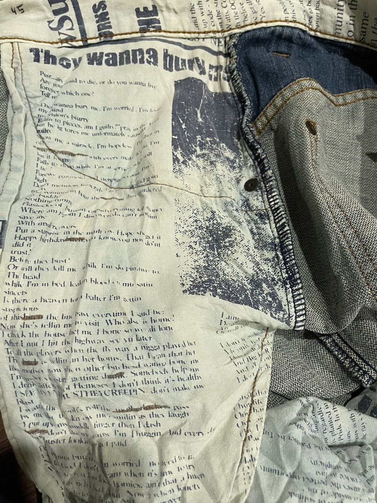 Makaveli Tupac Tabloid Predicts His Own Death & Pocket Lyric Jeans Size US 32 / EU 48 - 19 Thumbnail