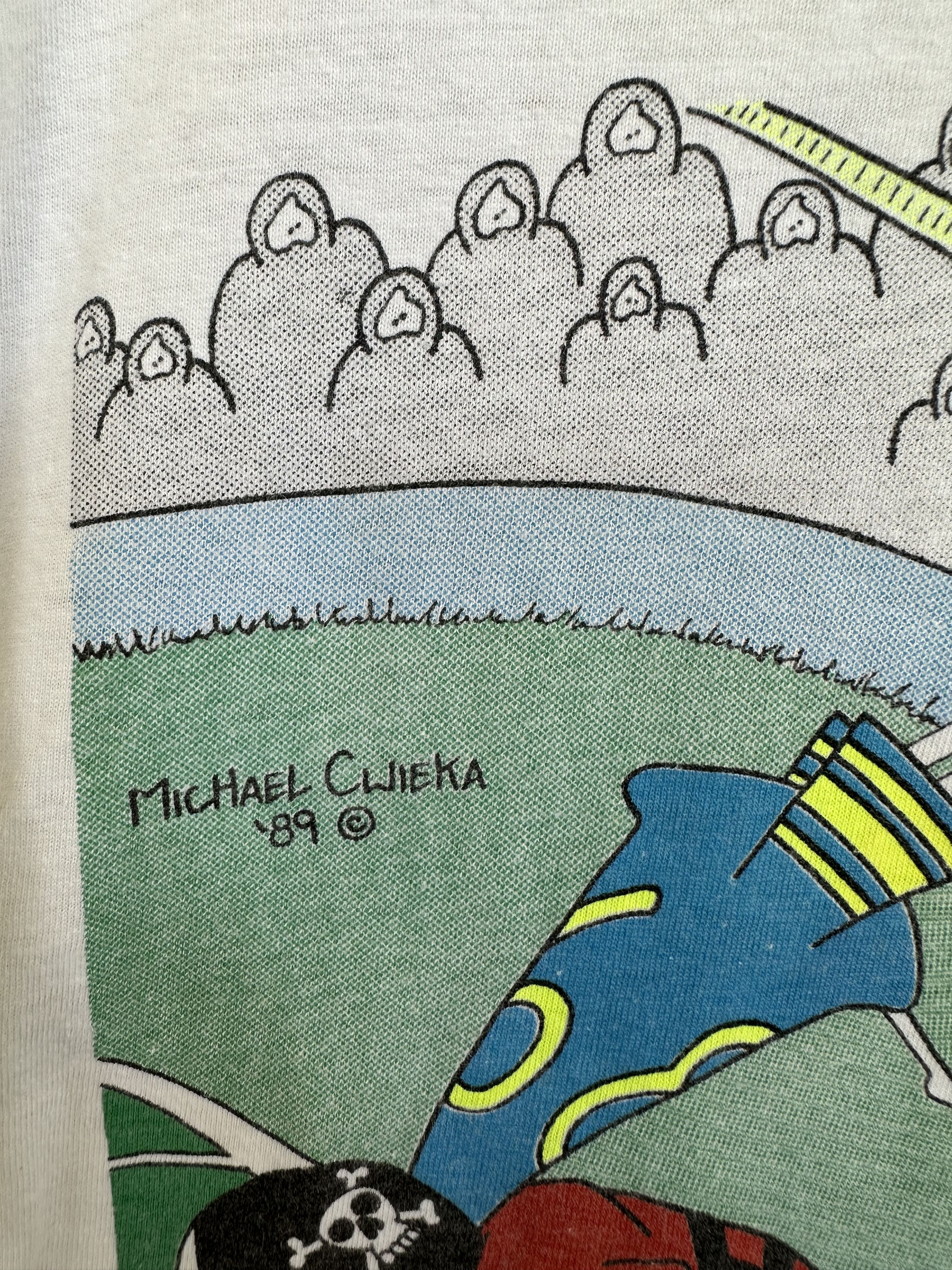 Vintage Vintage 80s Sport-Toons By Michael Cwieka 1989 Art T-Shirt Size US M / EU 48-50 / 2 - 4 Thumbnail