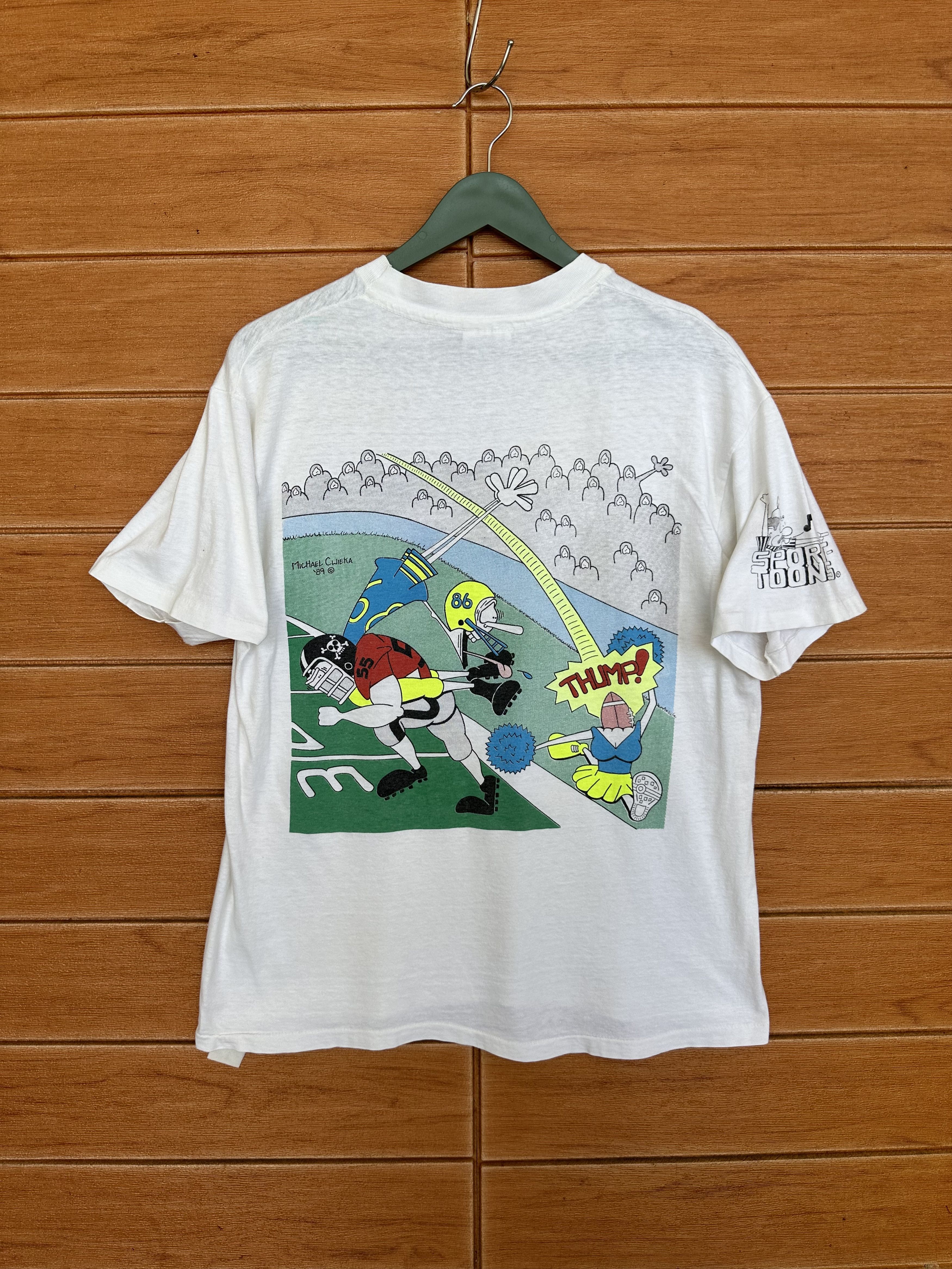 Vintage Vintage 80s Sport-Toons By Michael Cwieka 1989 Art T-Shirt Size US M / EU 48-50 / 2 - 2 Thumbnail